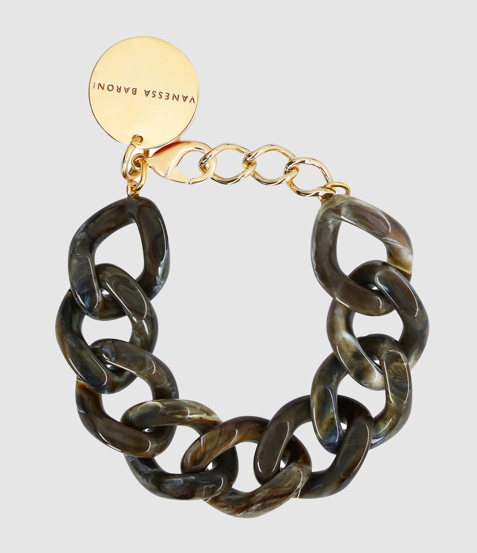 Bracelet Flat Chain Khaki Marble