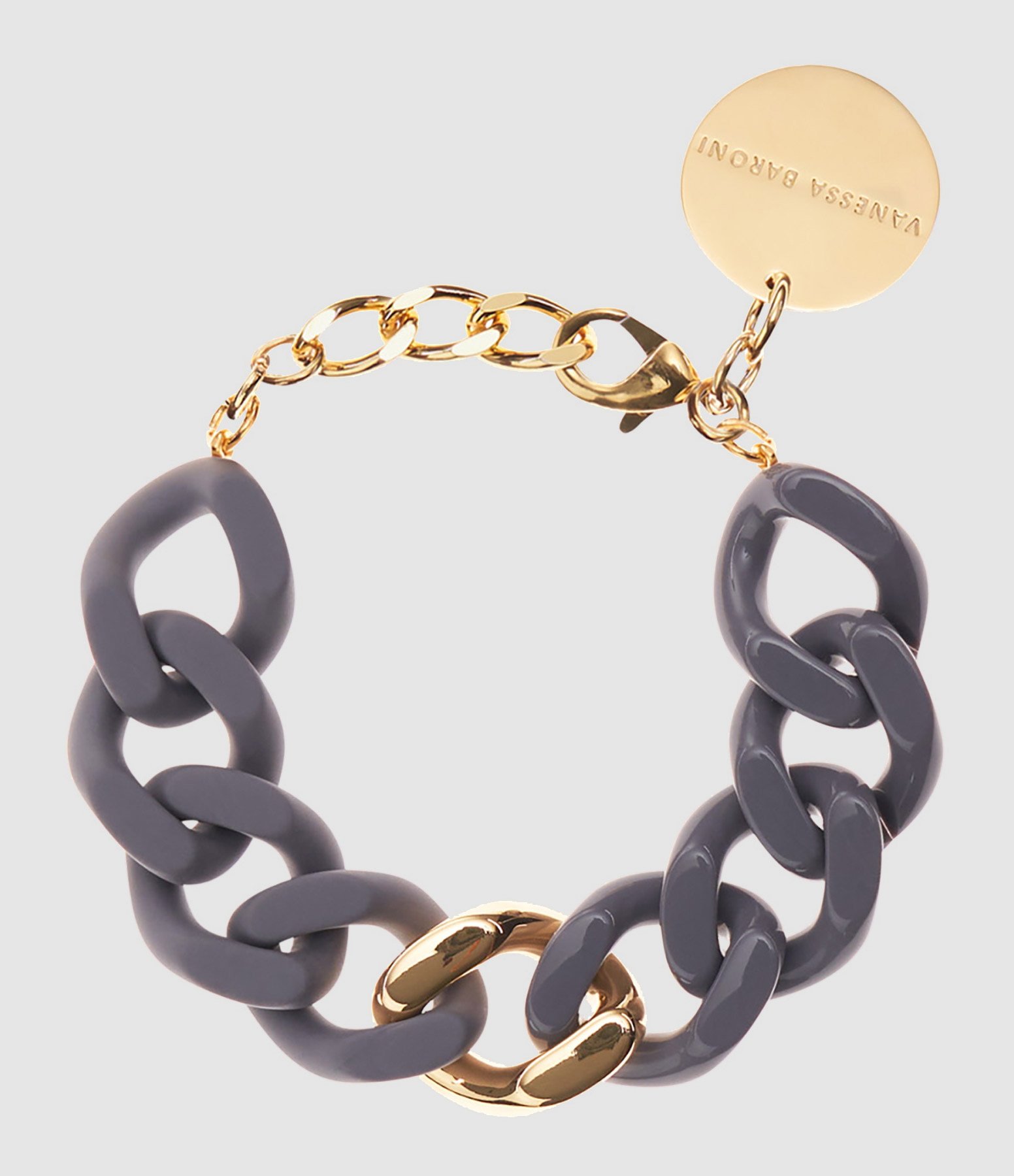 Bracelet Flat 2colors Gris Pigeon Doré