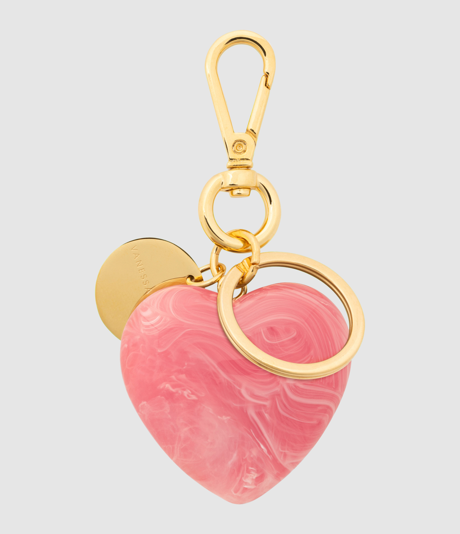 Porte-Clés Heart Charm Watermelon Marble