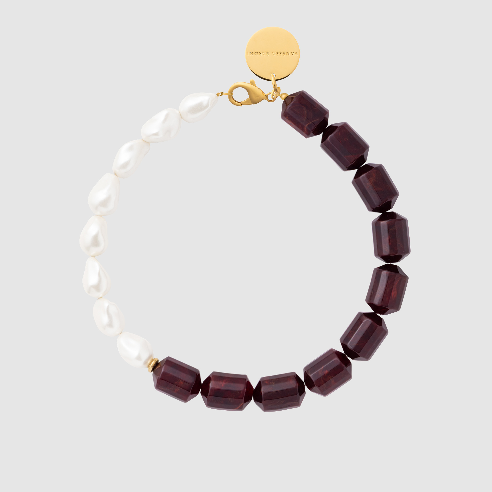Collier Barrel Pearl Bordeaux Marble