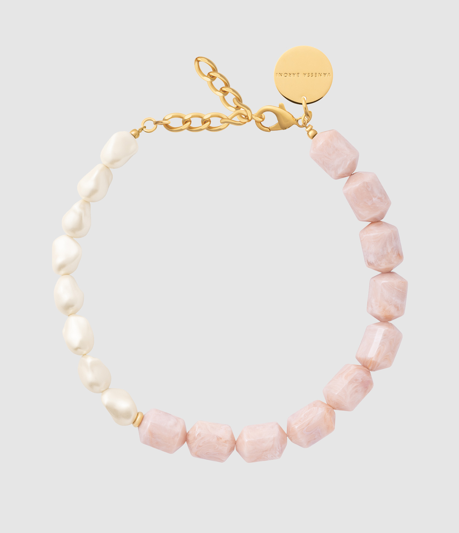 Collier Barrel Pearl Ivory Rose Marble