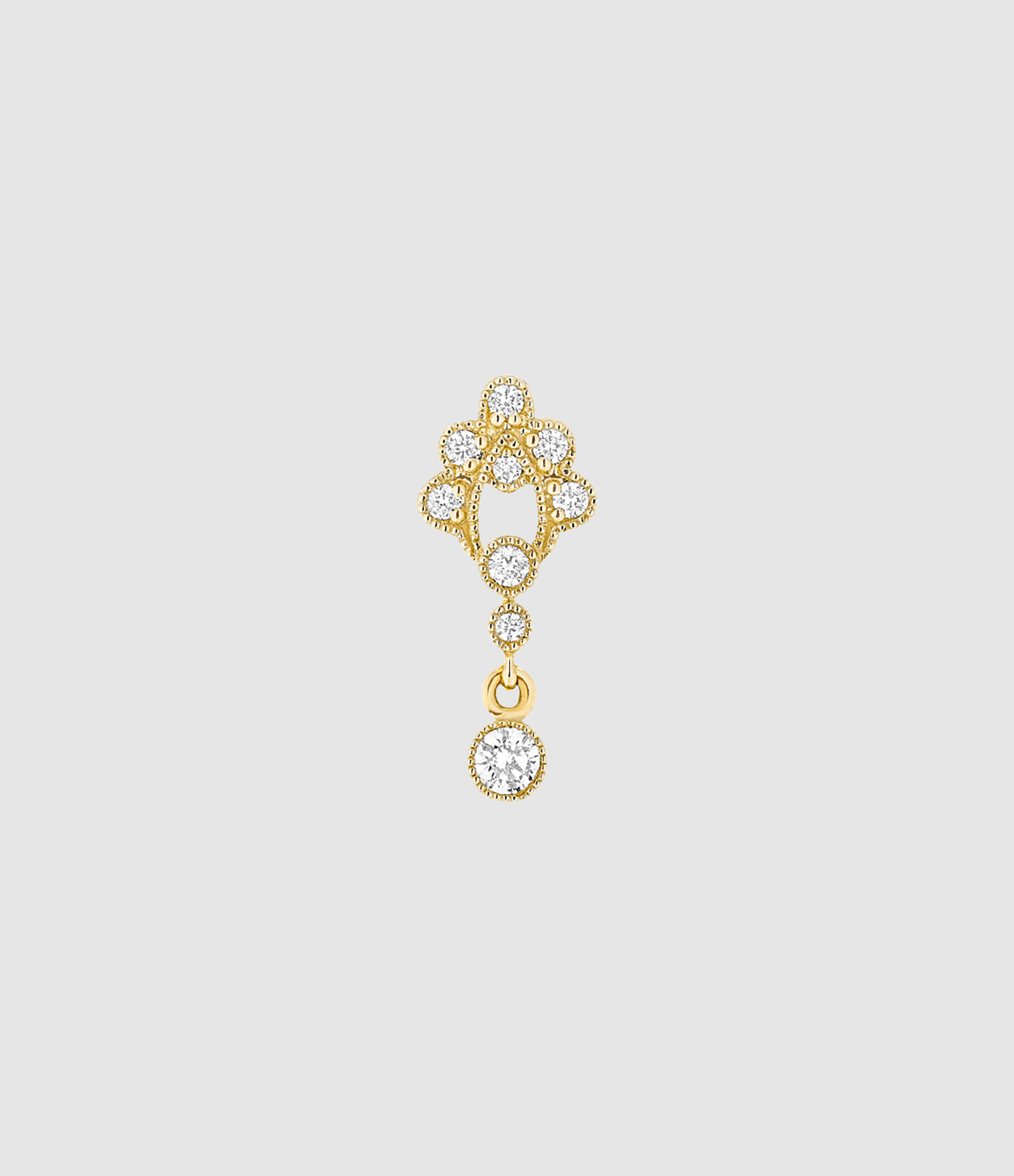 Boucle d'oreille Bouton Victoria Or Jaune Diamants (vendue à l'unité)