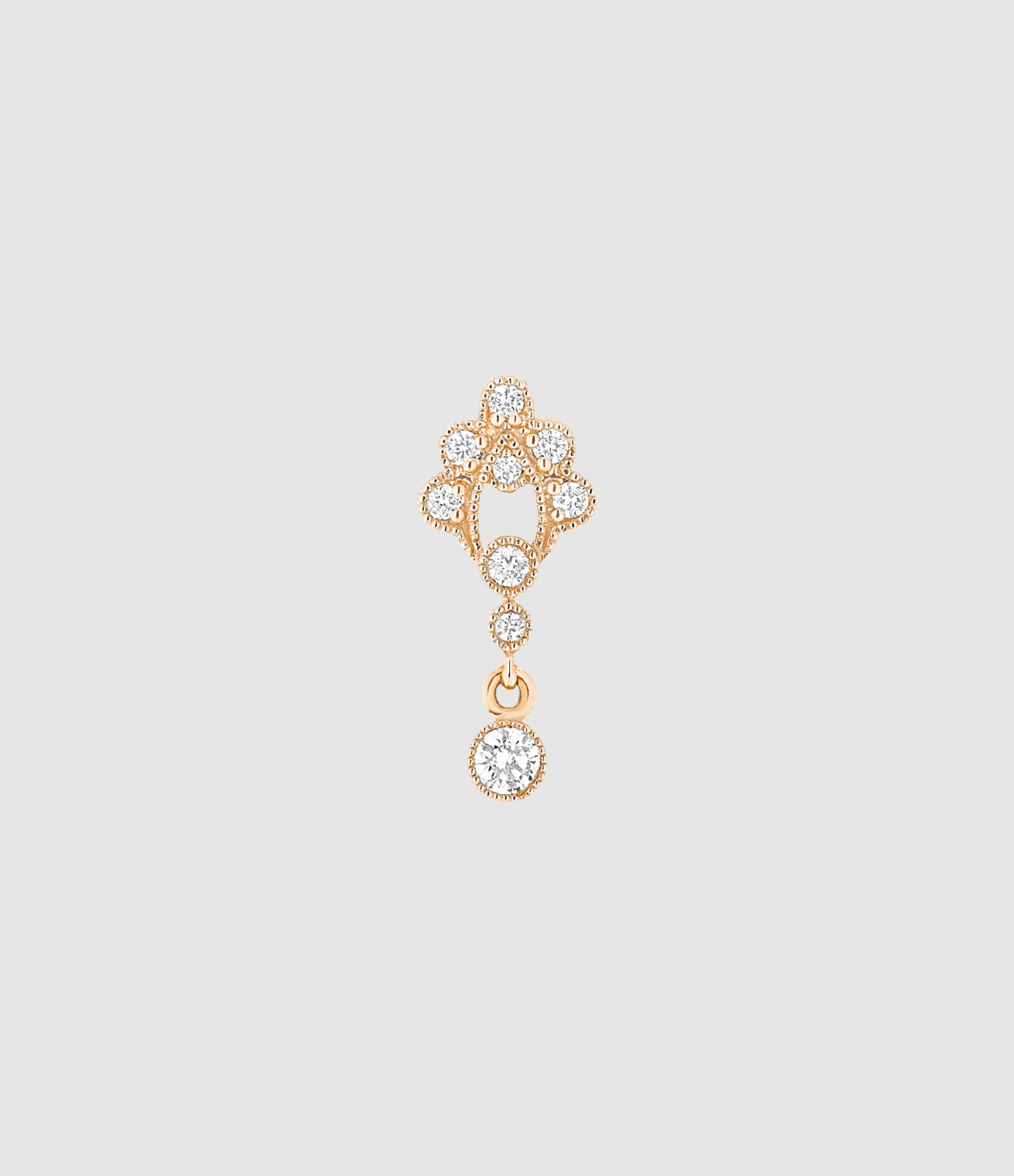 Boucle d'oreille Bouton Victoria Or Rose Diamants (vendue à l'unité)