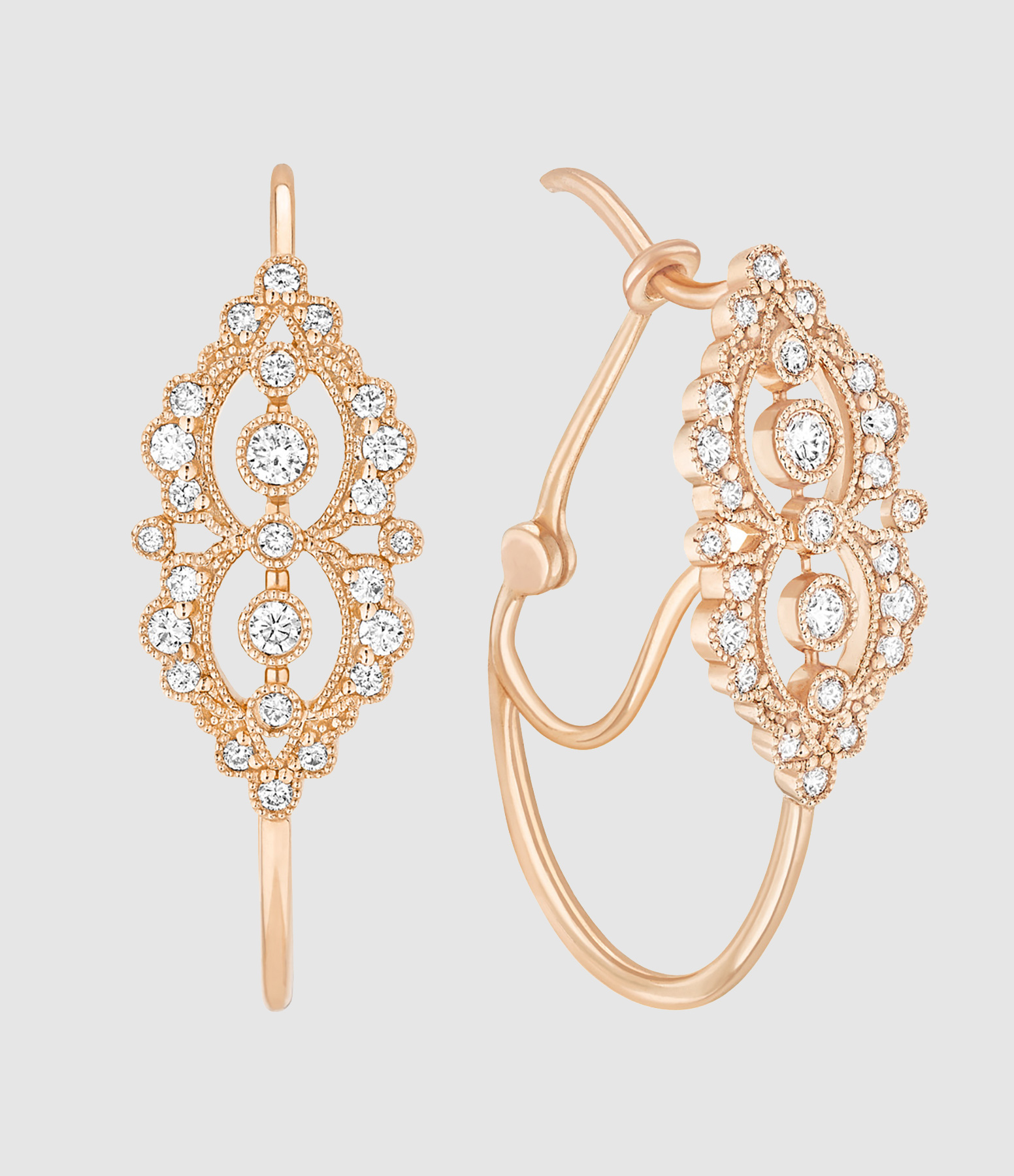 Boucles d'oreilles Victoria Or Rose Diamants
