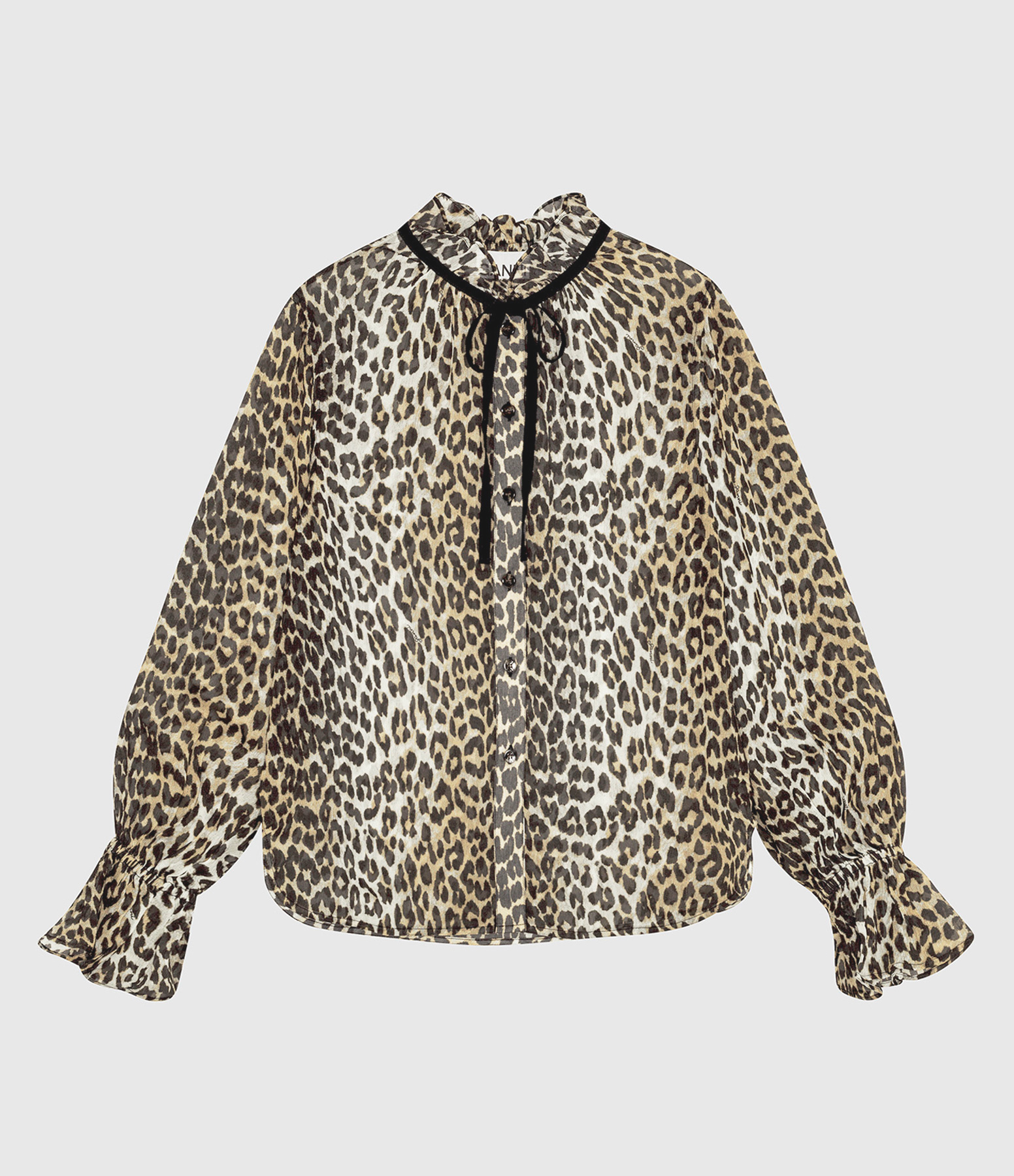 Chemise Printed Viscose Chiffon Tie String Leopard