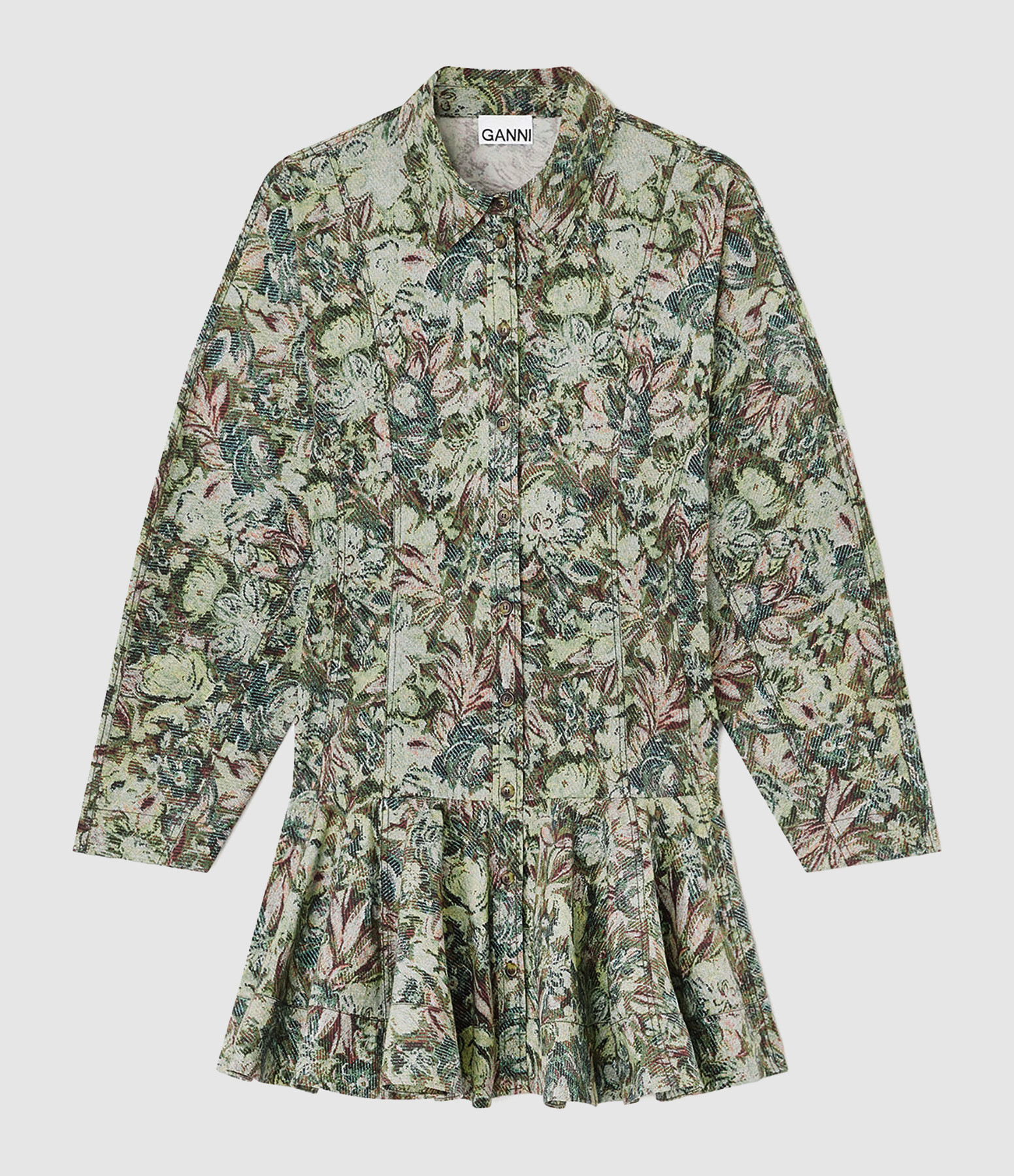 Robe courte Printed Stretch Buttoned Jadeite