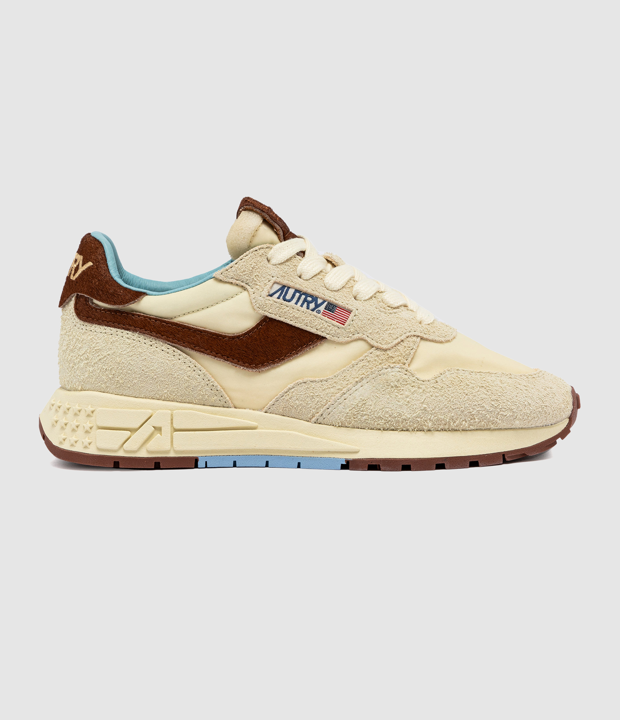 Baskets Reelwind Daim Nylon Beige, Marron, Bleu