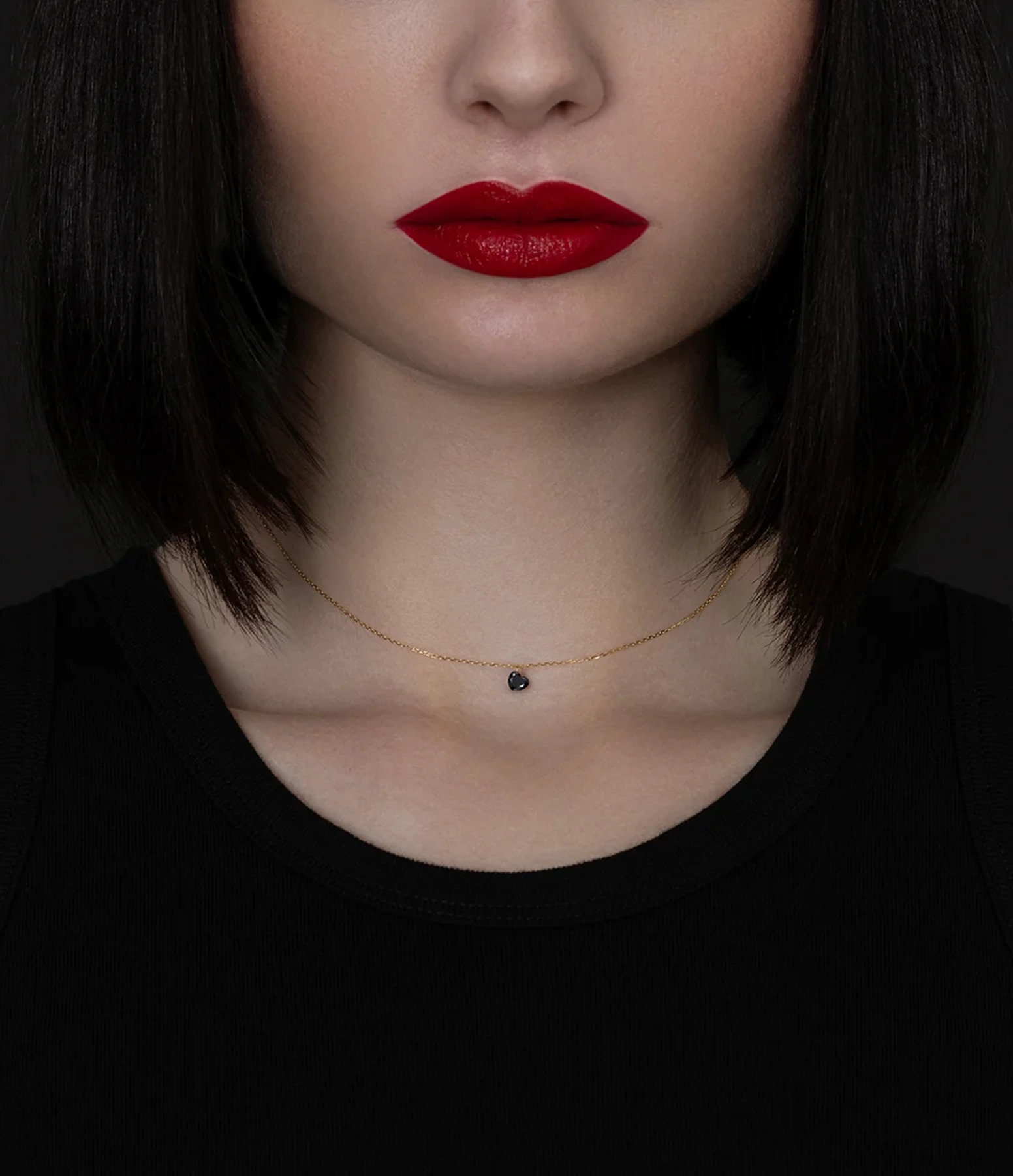 Collier Black 360° Diamant Noir Cœur 0.30 Or Rose