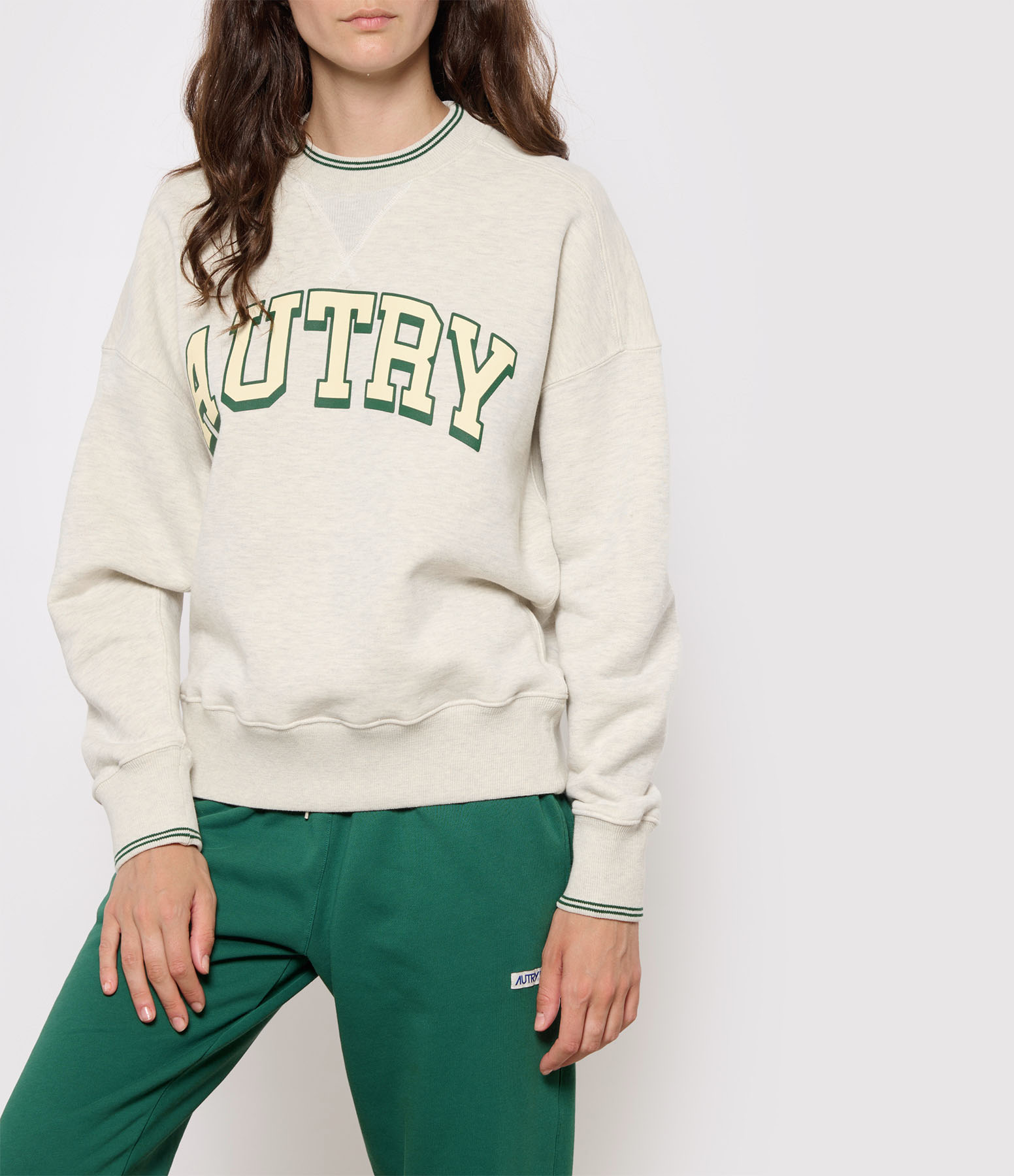Sweatshirt Heavy Jers Wh/Grn