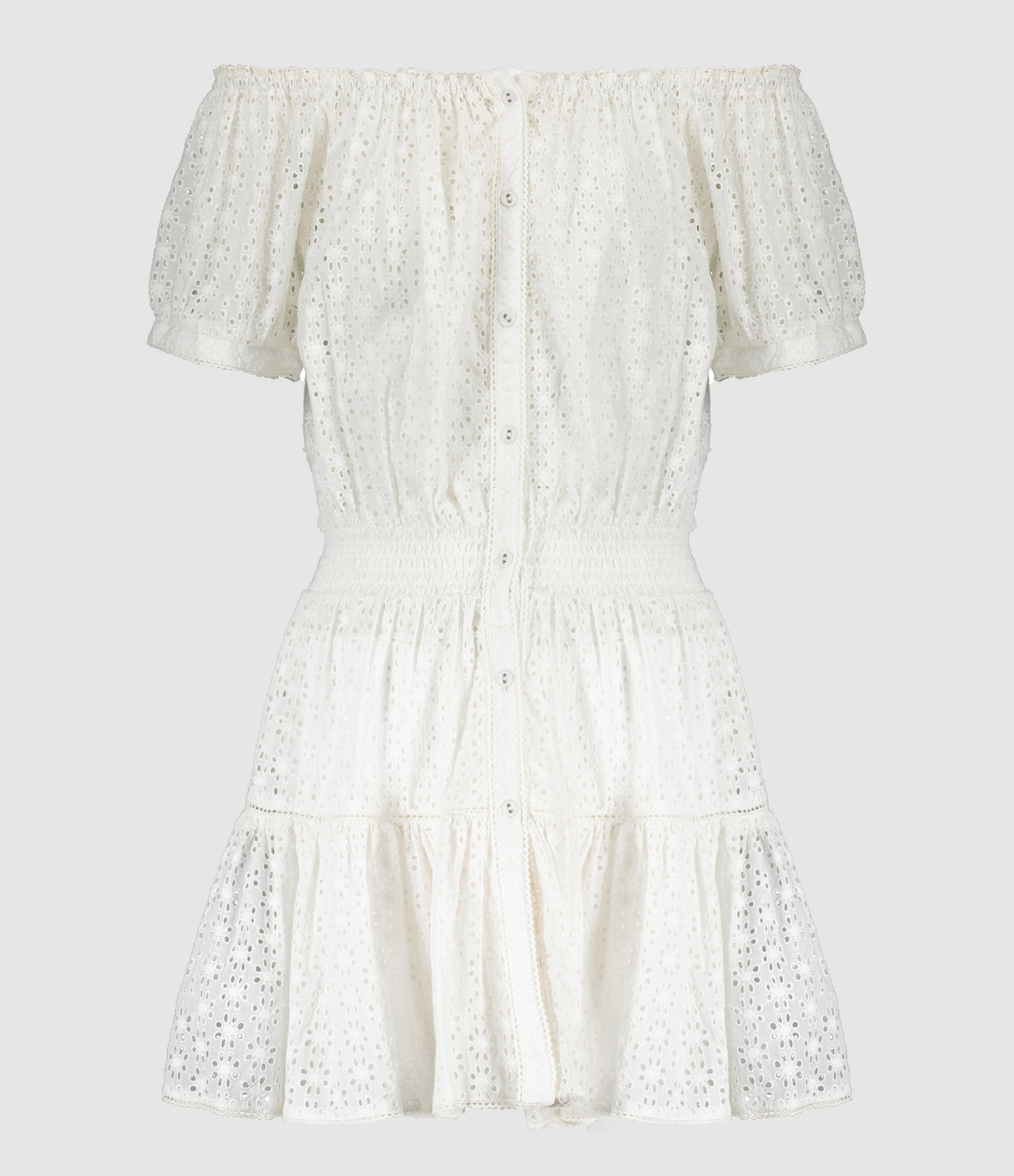 Robe Courte Sacha Broderies Coton Blanc