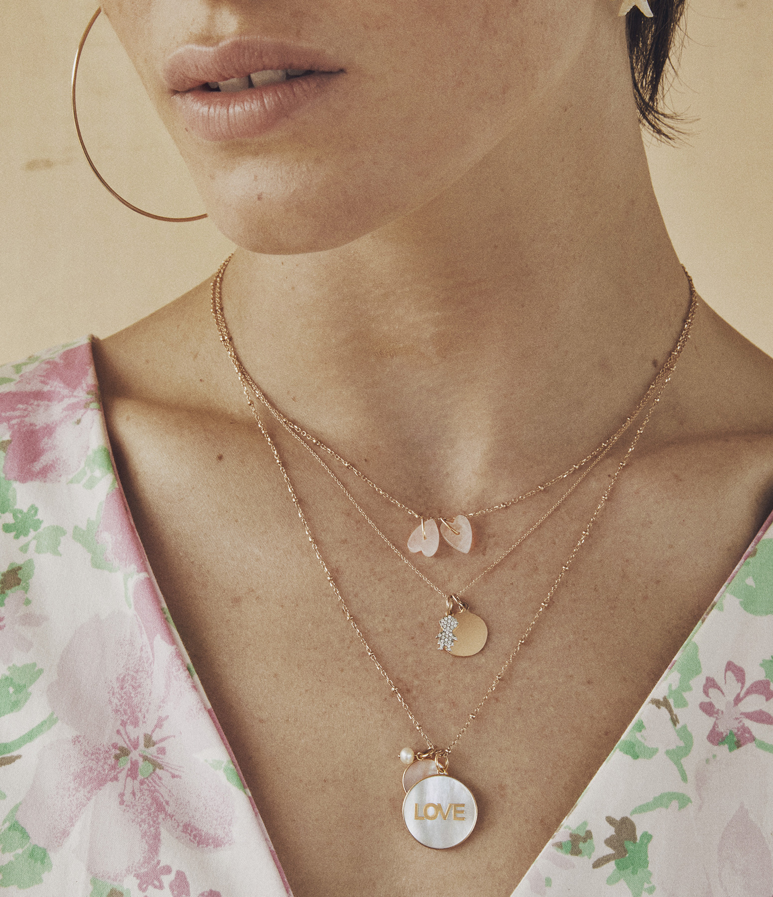 Pendentif Angèle Mini Quartz Rose Or Rose