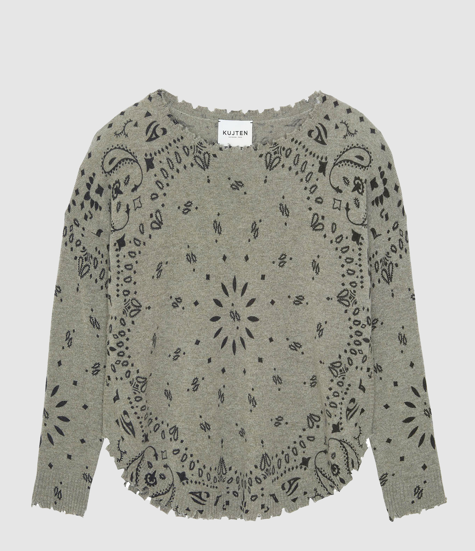 Pull Mela Bandana Cachemire Kaki Chiné