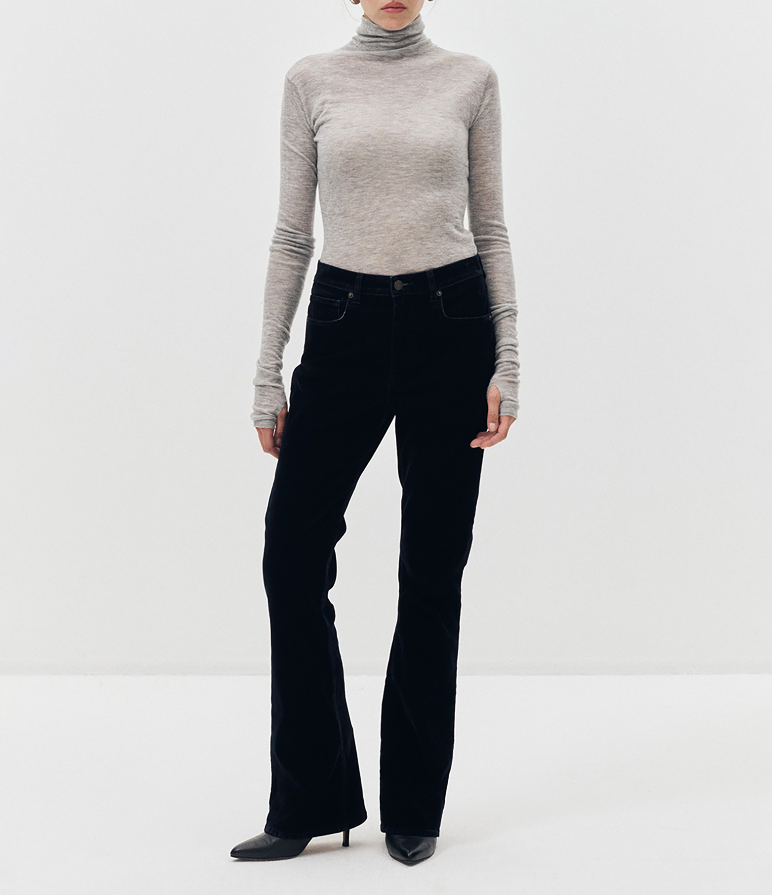 Jean Ossi Flared Coton Velours Bleu