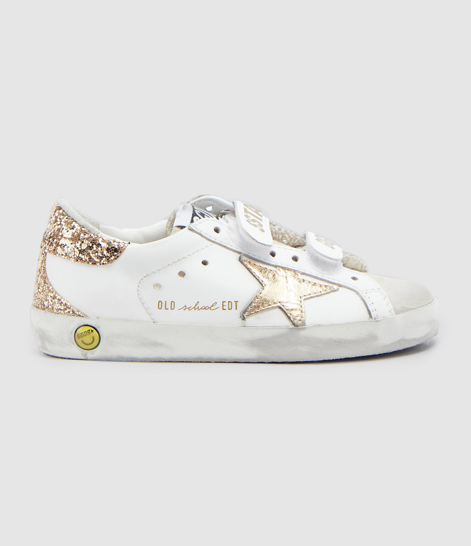Baskets Bébé Old School Cuir Blanc Doré