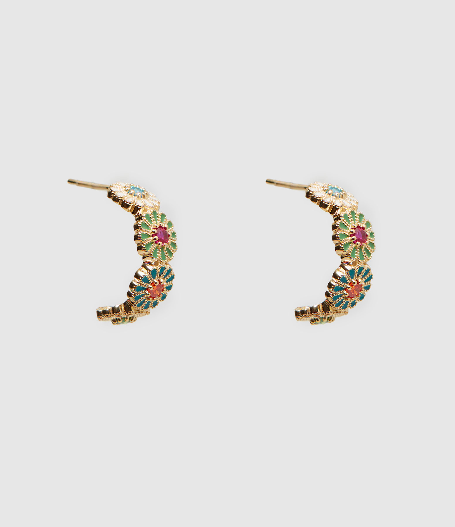 Boucles d'oreilles Sai Bollywood Multipierre Argent Doré Multicolore