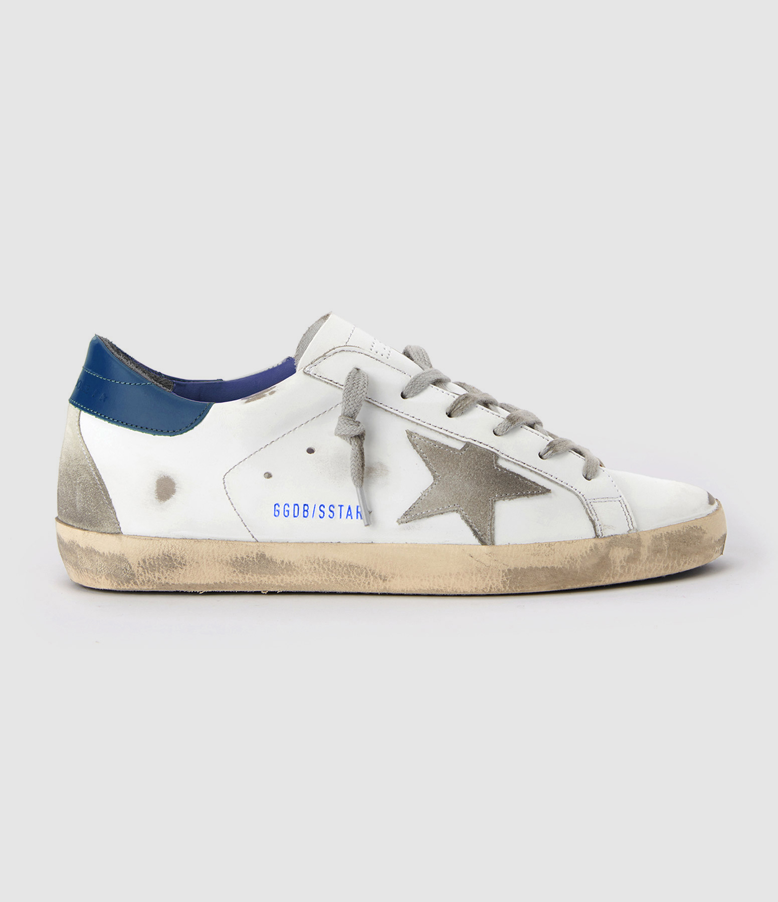 Baskets Super-star Cuir Blanc Bleu