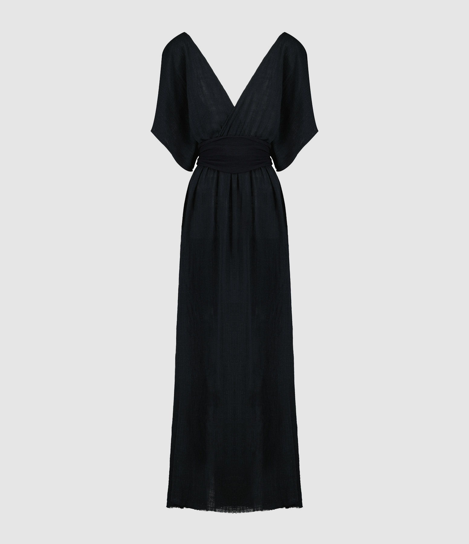 Robe Empire Longue Coton Noir