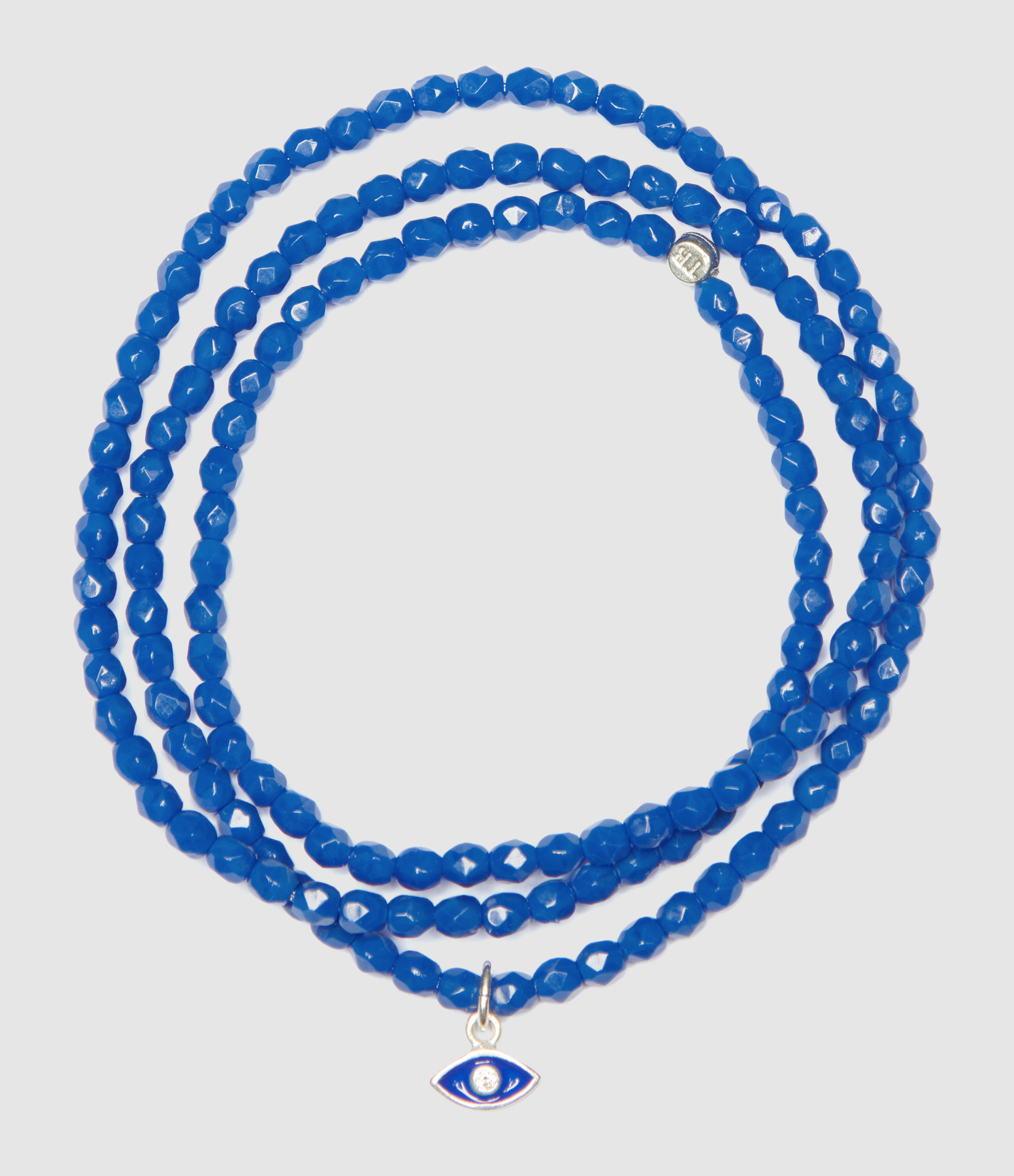 Collier Et Bracelet 3 Tours Mataki Silver Bleu Majorelle 49 cm