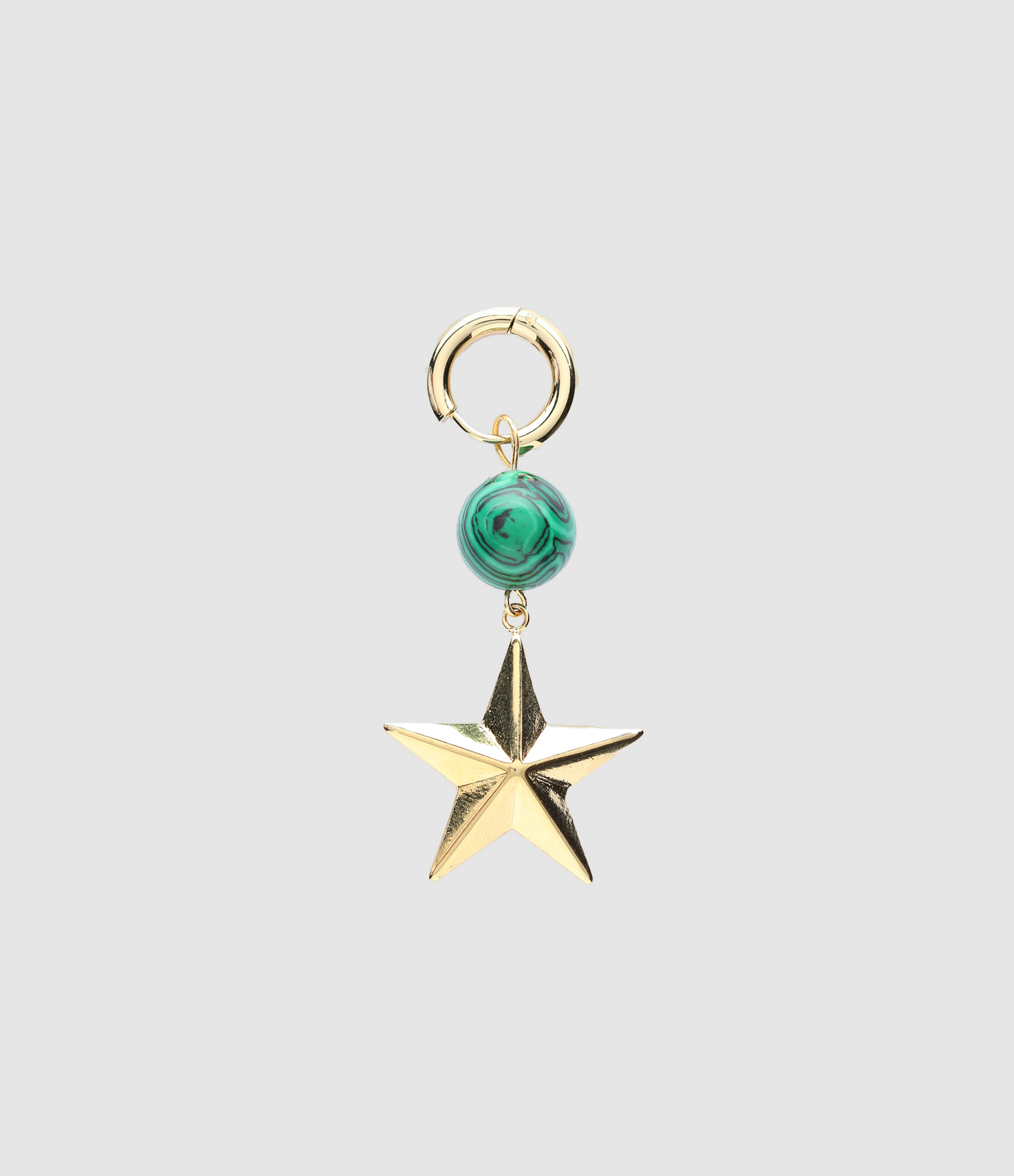 Boucle d'oreille Star Malachite Argent Doré (vendue à l'unité)