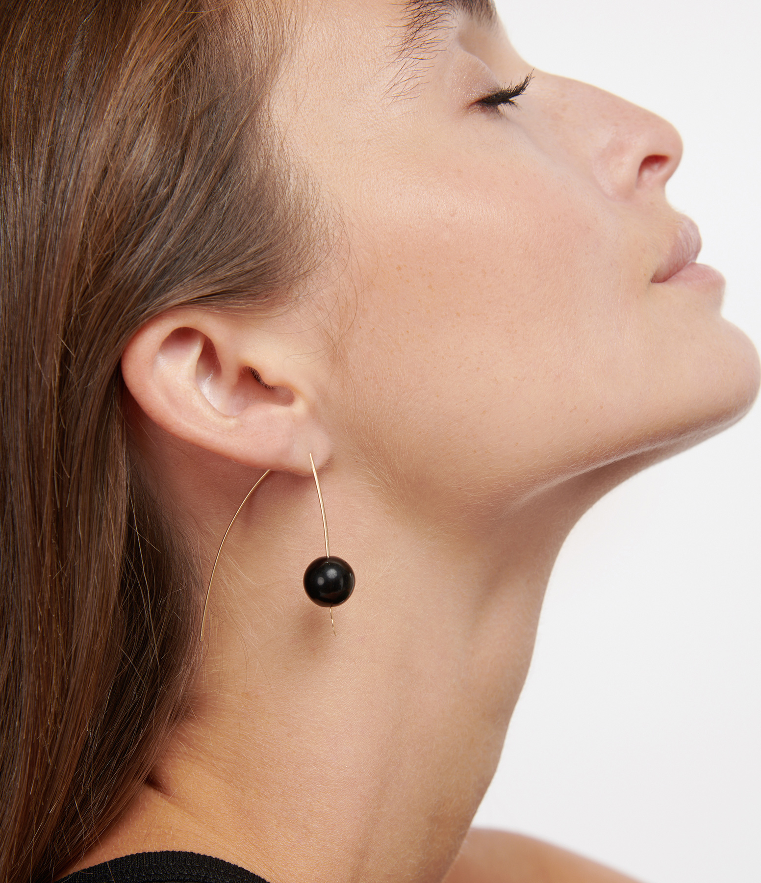 Boucle d'oreille Chance Argent Doré Obsidienne (vendue à l'unité)