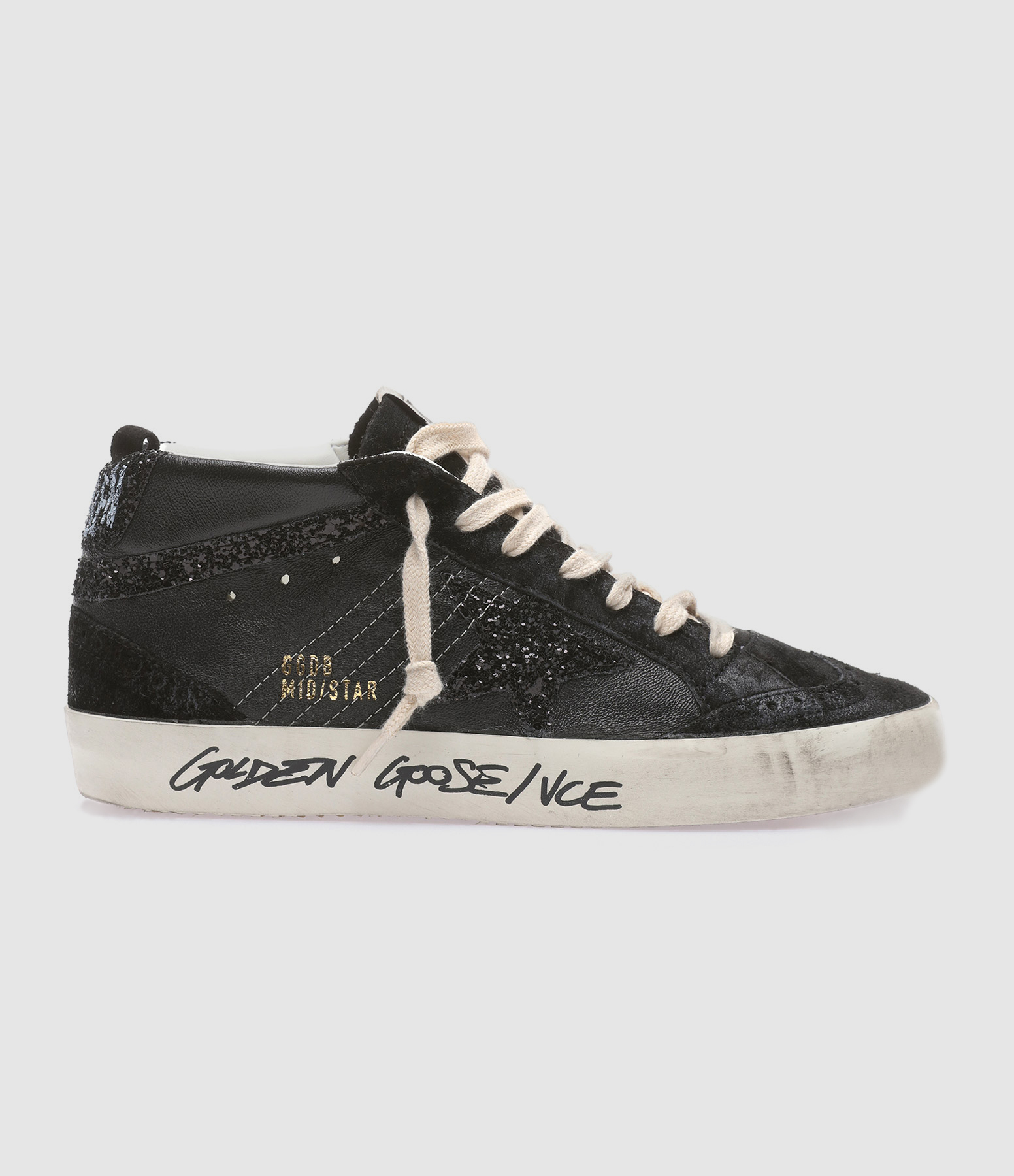 Baskets Mid Star Cuir Noir