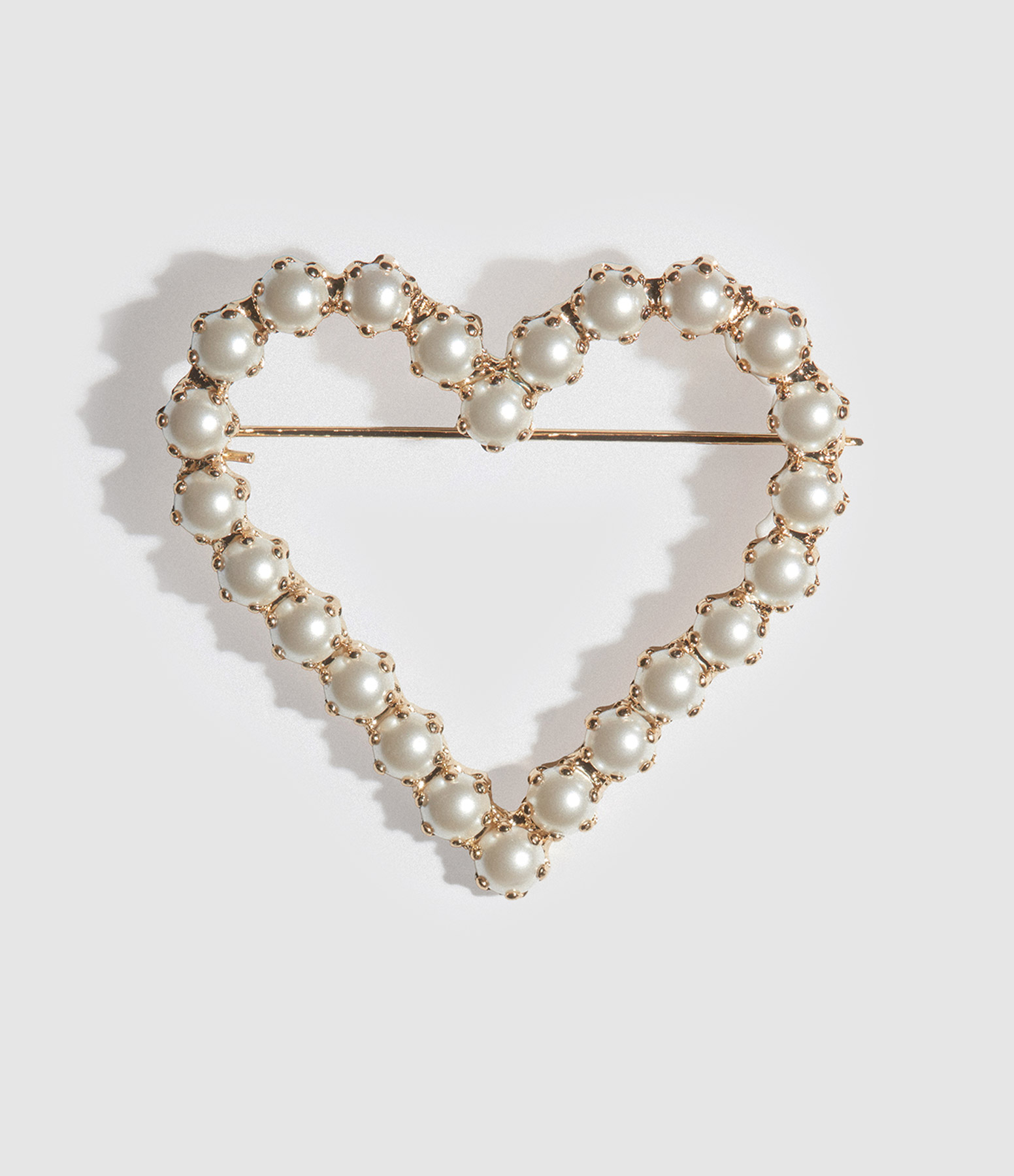 Broche Aston Cœur Perles Doré Blanc