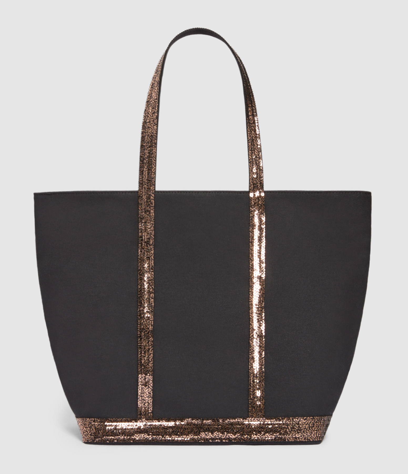 Cabas L Toile Zippé Noir Noisette