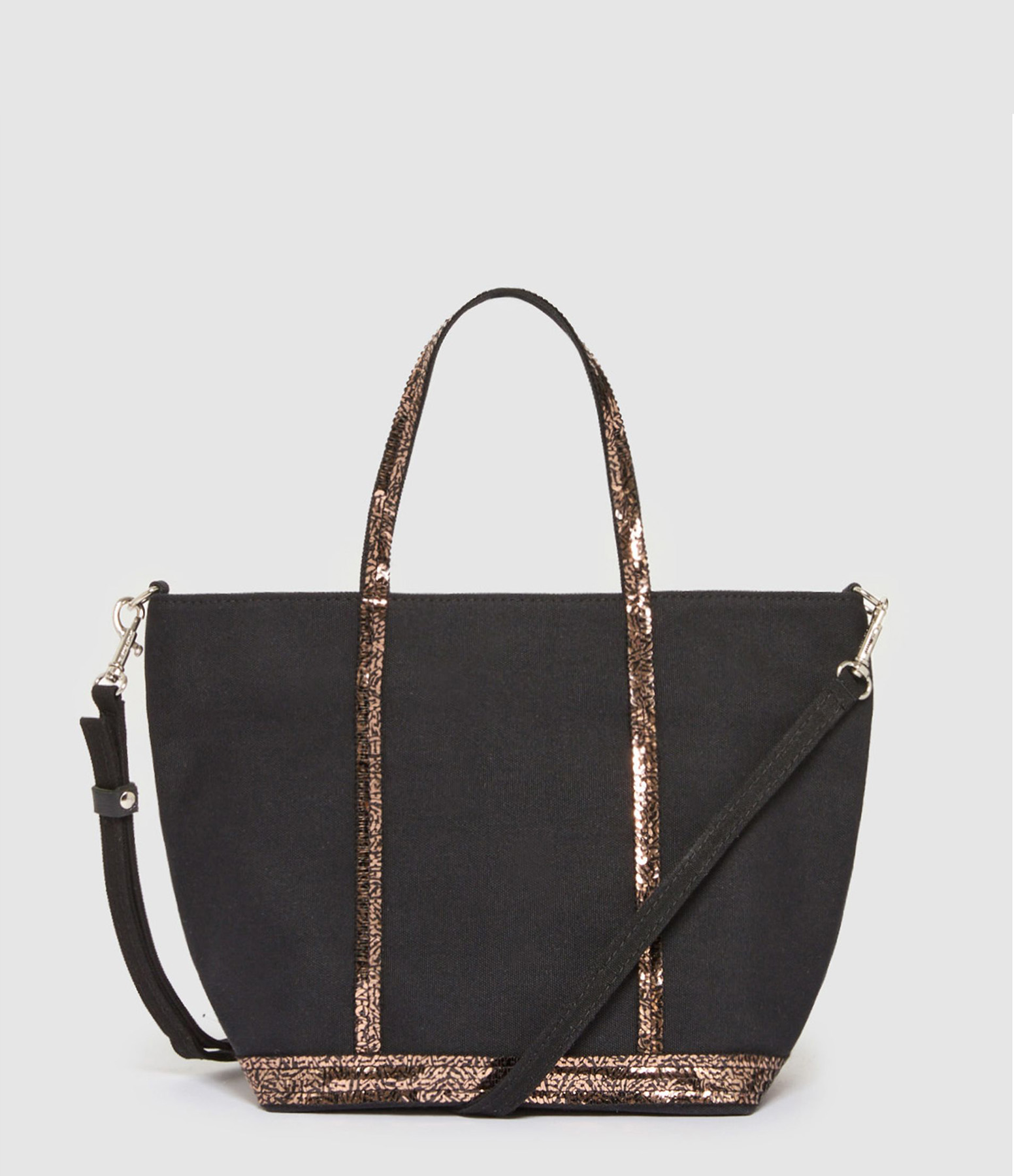 Cabas S Zippé Noir Noisette