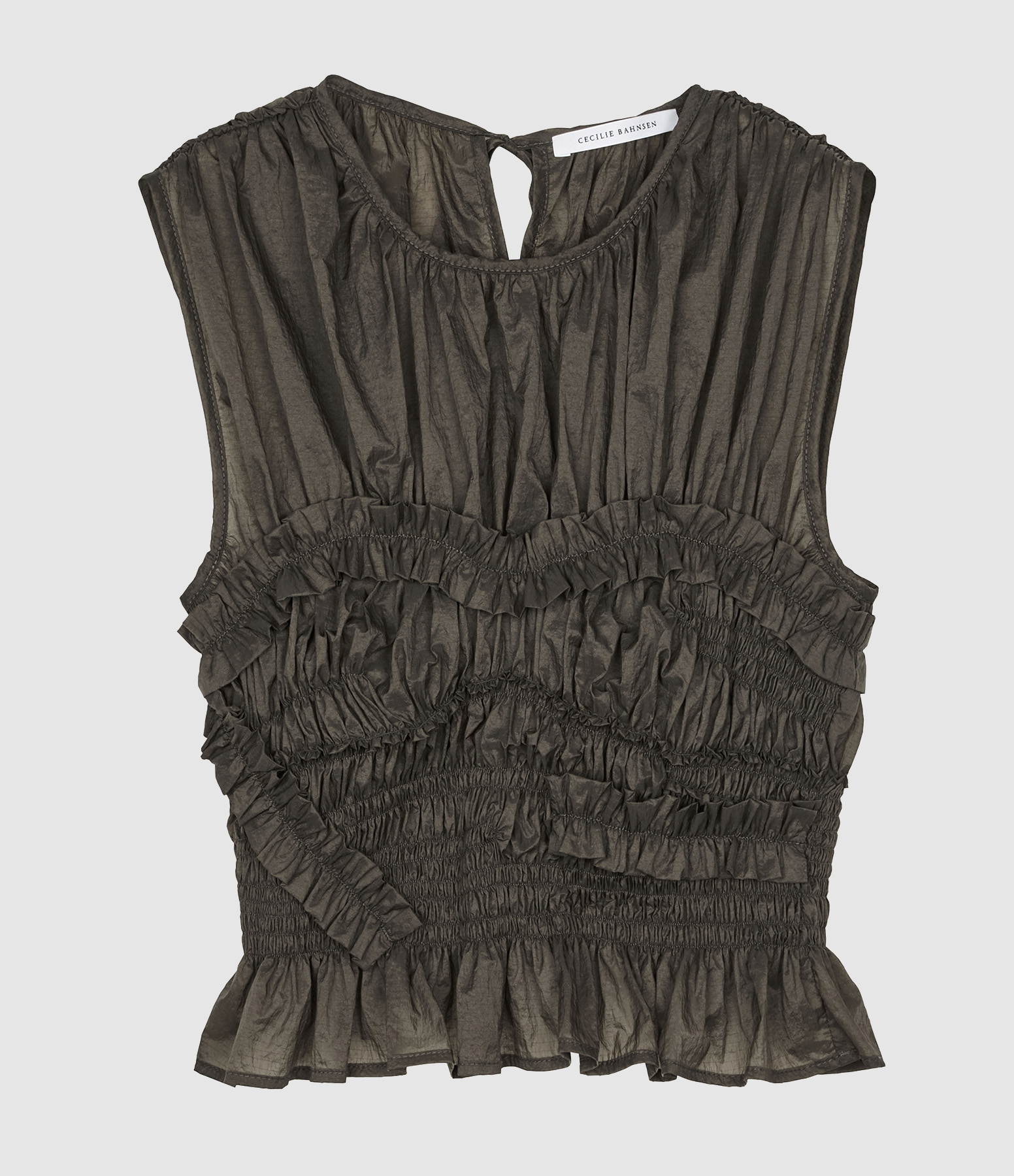 Top W/ Ruffle Details Olive