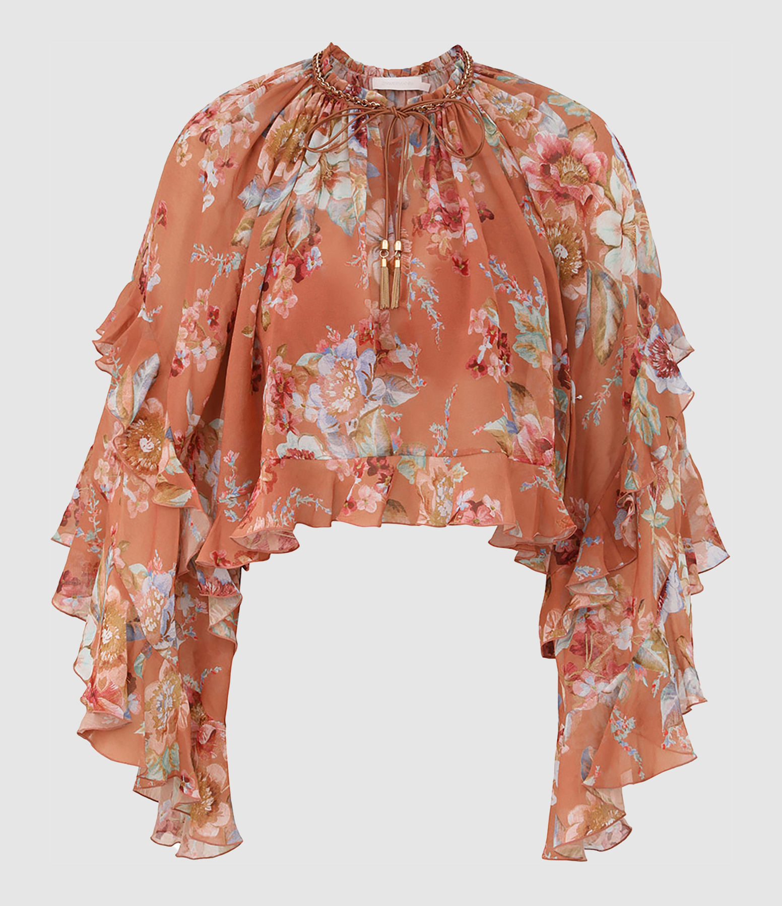 Top Awaken Ruffle Blouse Cinnamon Floral