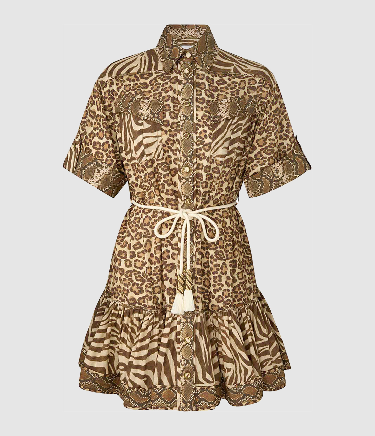 Robe Wanderlust Lantern Mini Dress Spliced Print