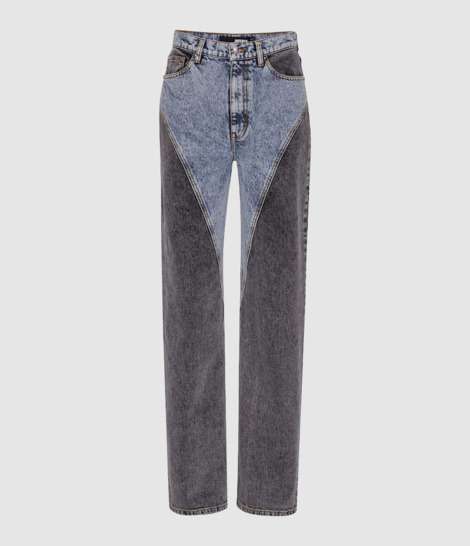 Jean Straight Patchwork Medium Blue Denim