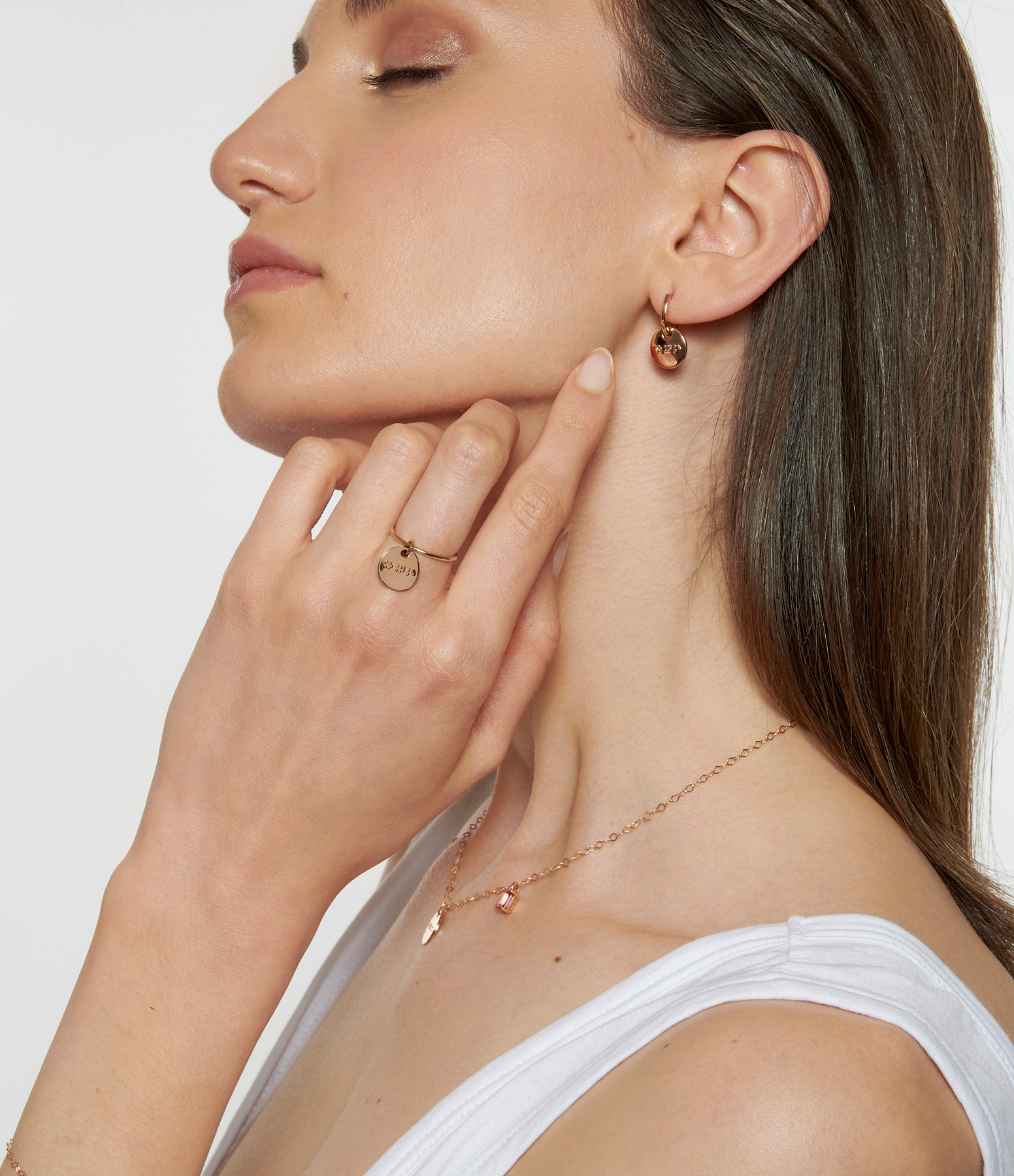 Bague Circle Braille Or Rose