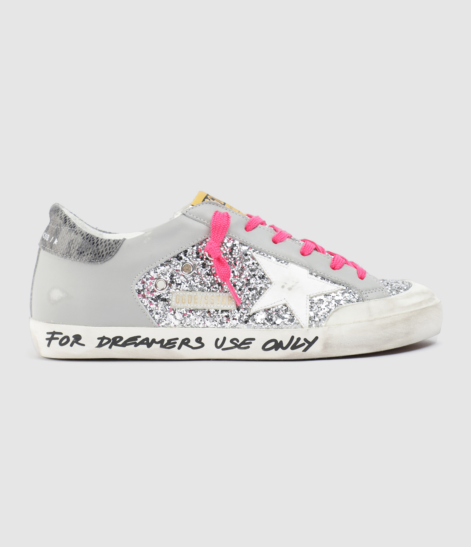 Baskets Super-star Cuir  Glitter Gris