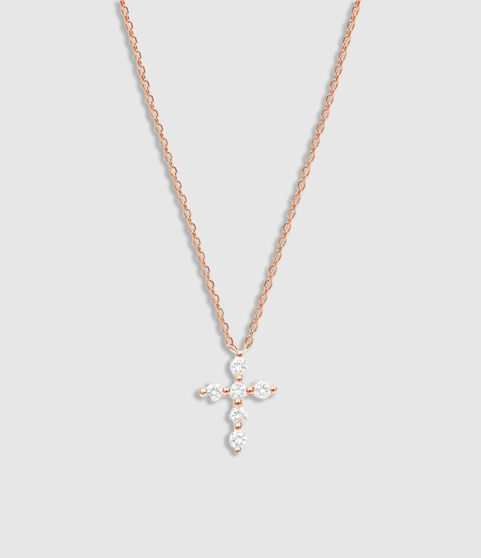 Collier Magic Touch Croix Diamants Or Rose