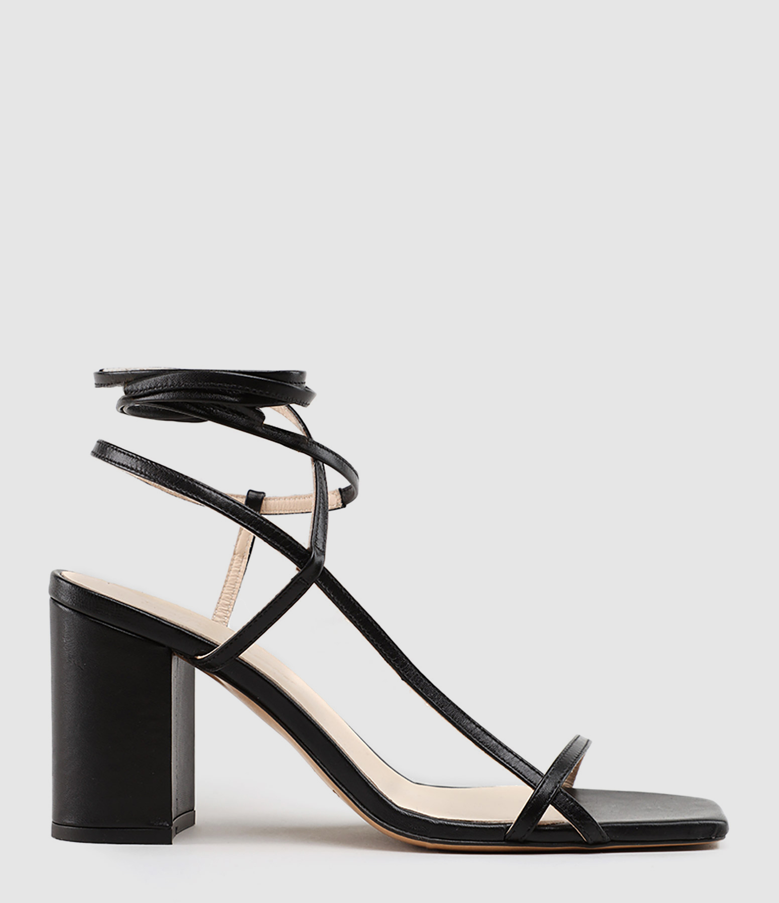 Sandales Saul Bloc Cuir Mat Noir