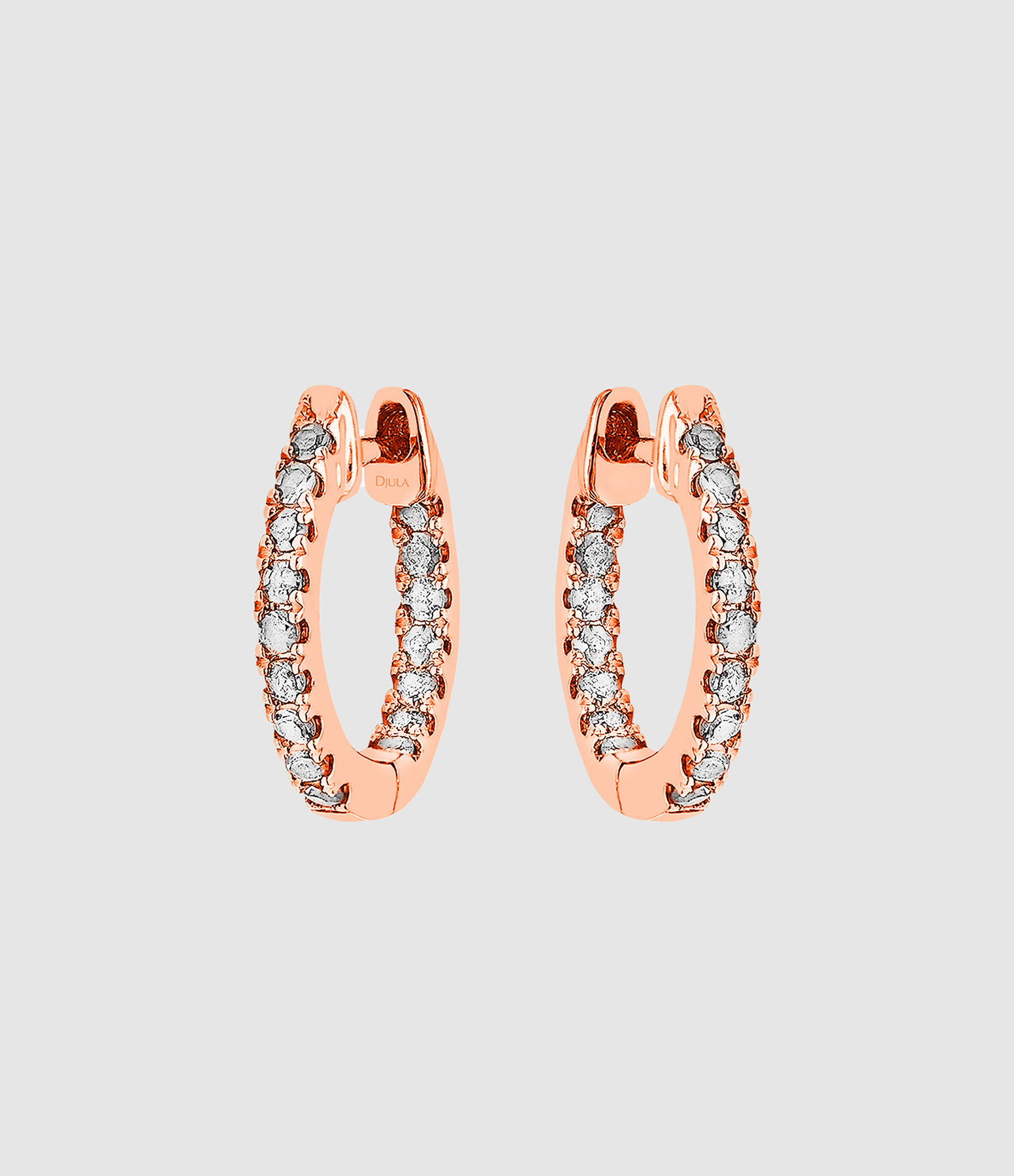 Créoles Graphique Petit Modèle Diamants Or Rose