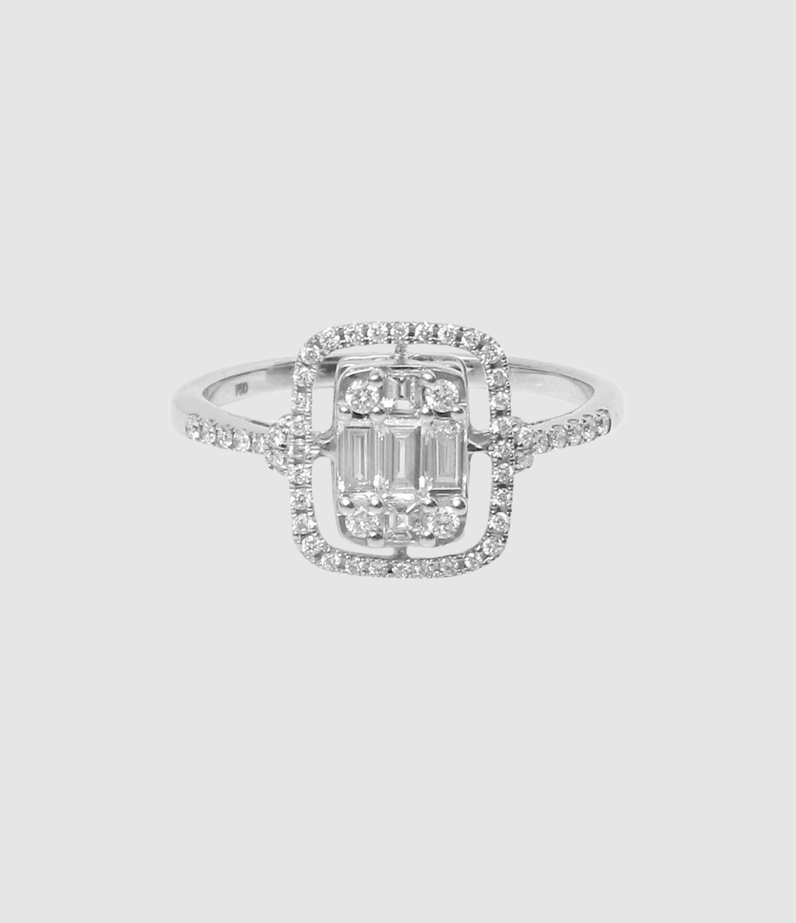 Bague Beverly Hills Marjory Solitaire Rectangle Diamants Or Blanc