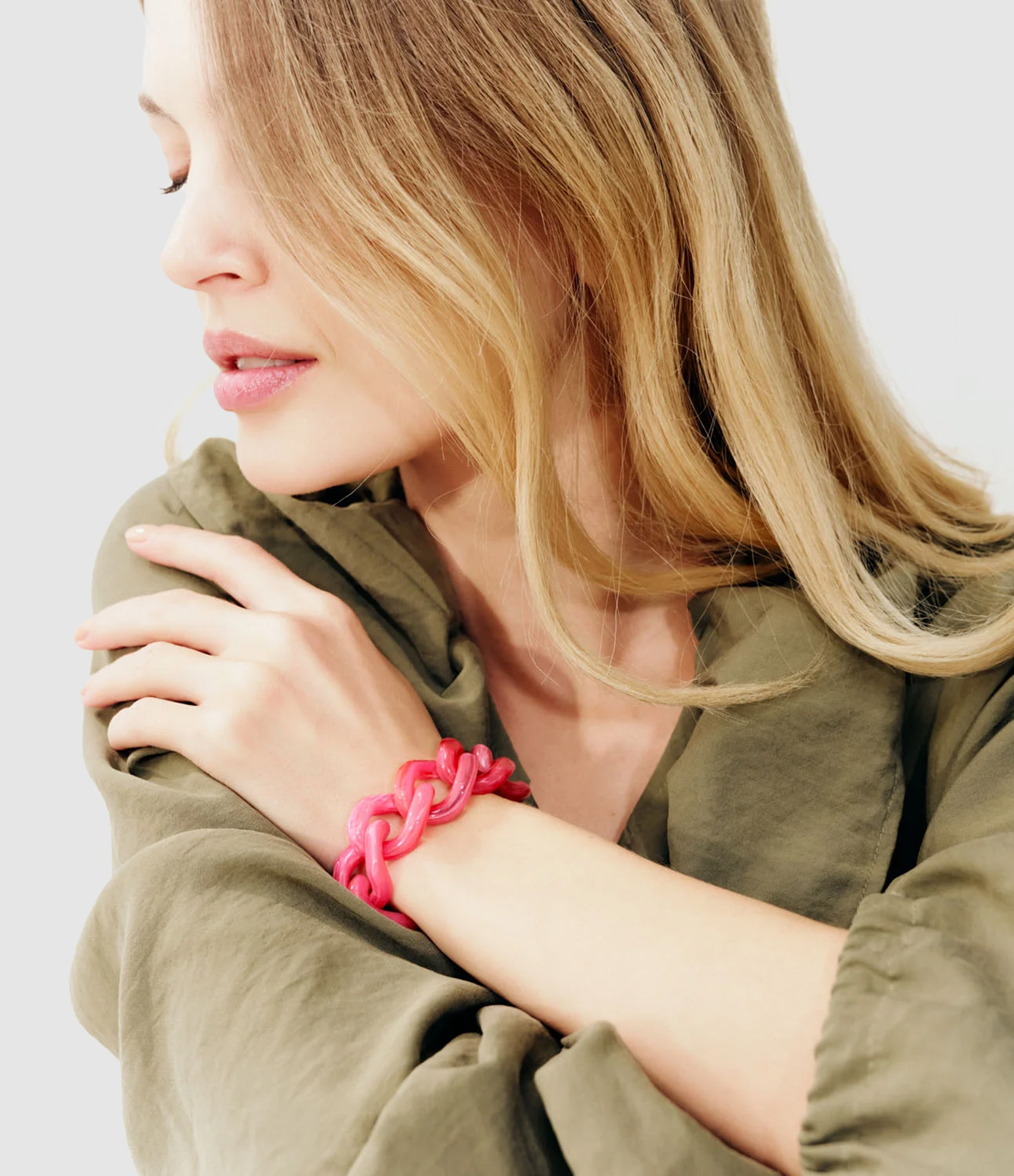 Bracelet Flat Chain Raspberry Marble