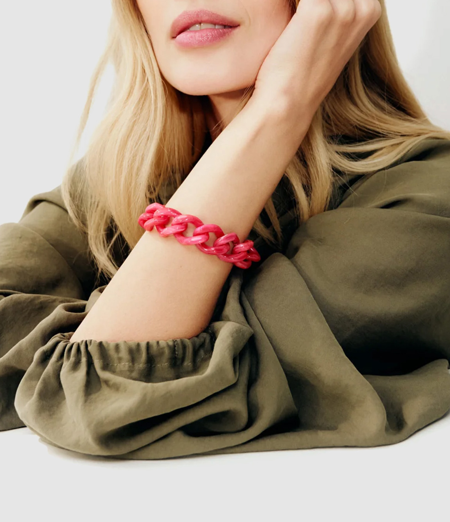 Bracelet Mini Flat Chain Raspberry Marble