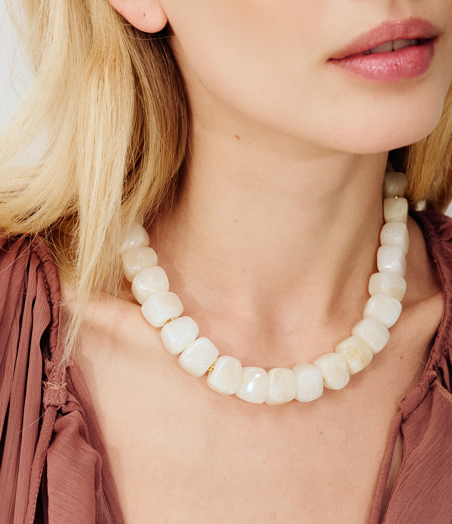 Collier Mini Organic Shaped Pearl Marble