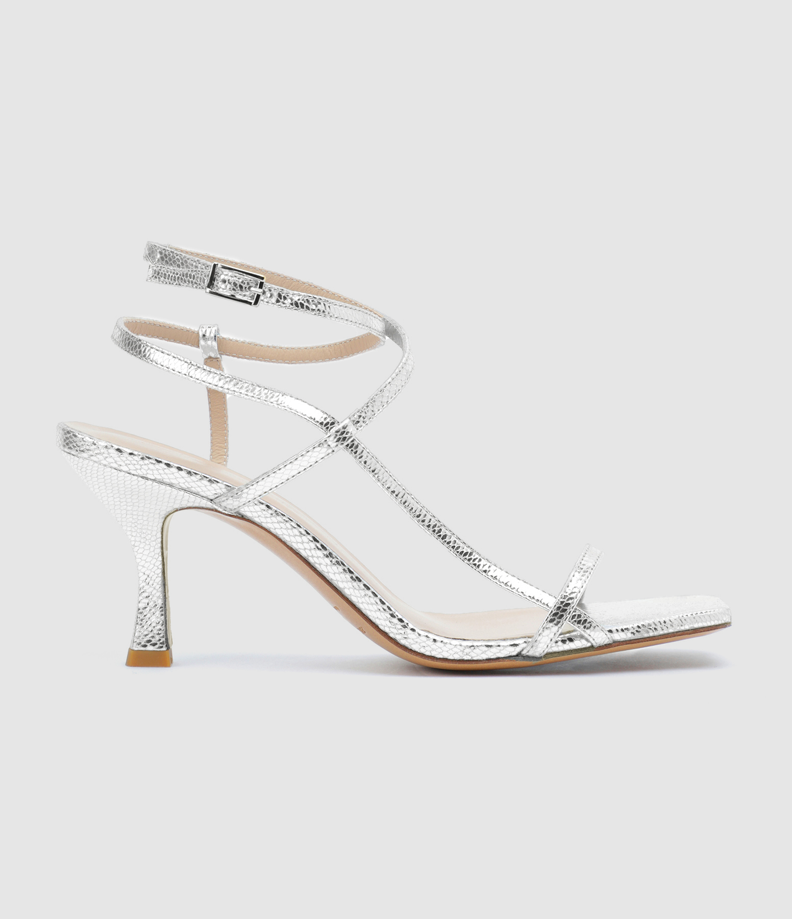 Sandales Sublim Double Cuir Texturé Argenté