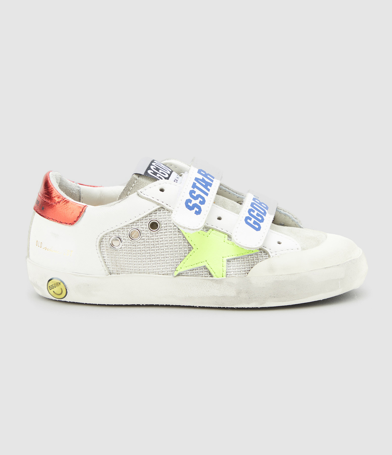 Baskets Enfant Old School Cuir Blanc Rouge