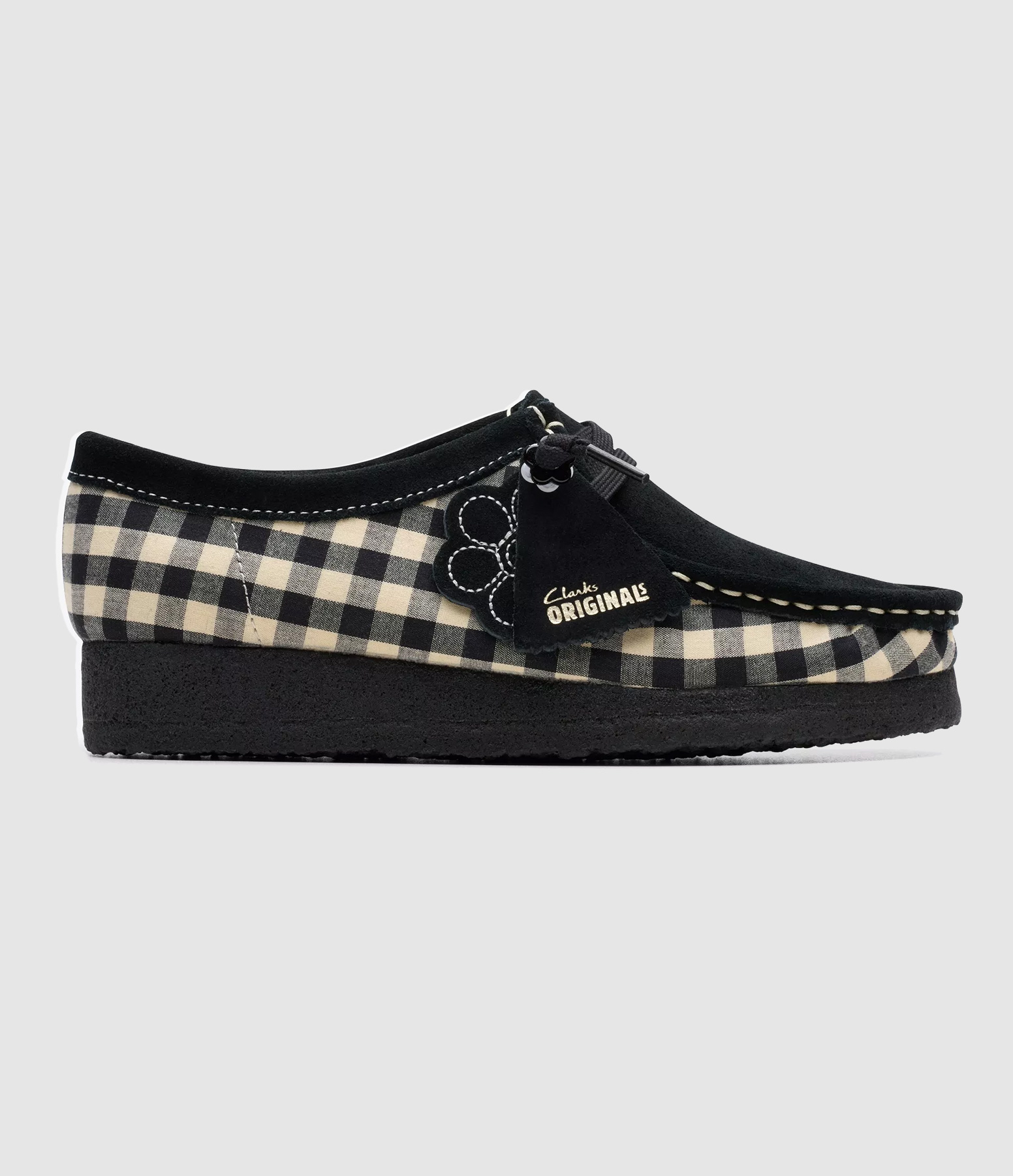 Mocassins Wallabee Black White Gingham