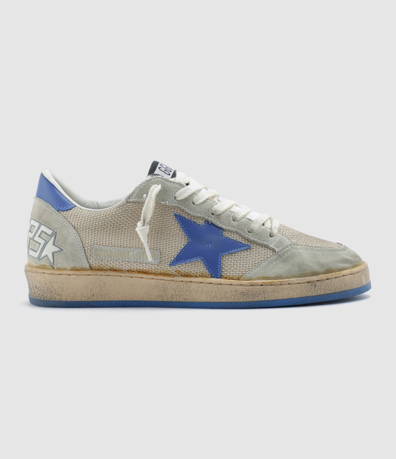 Baskets Homme Ball Star Cuir Gris Bleu