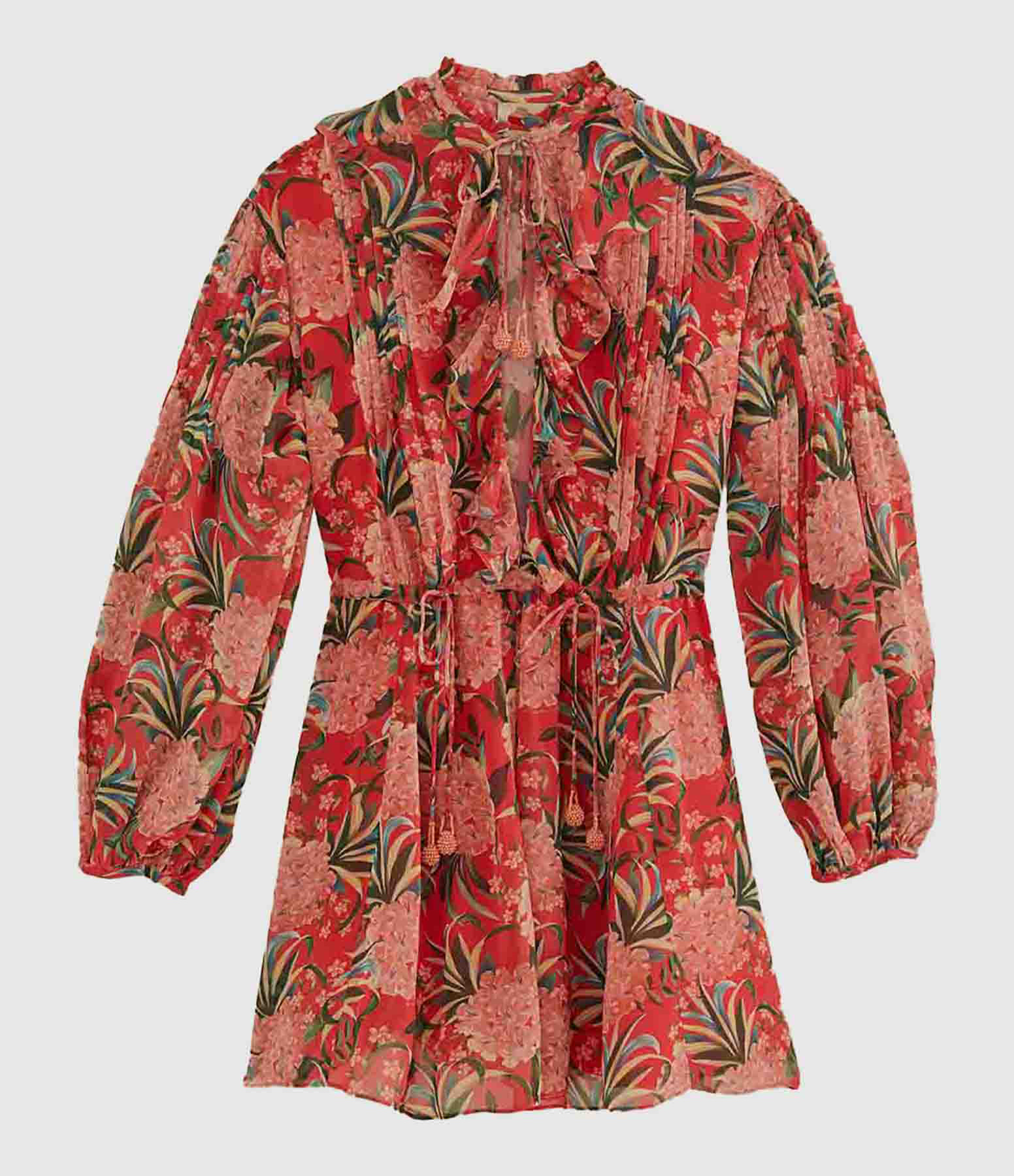 Robe Courte Col-V Pineapple Bloom Red