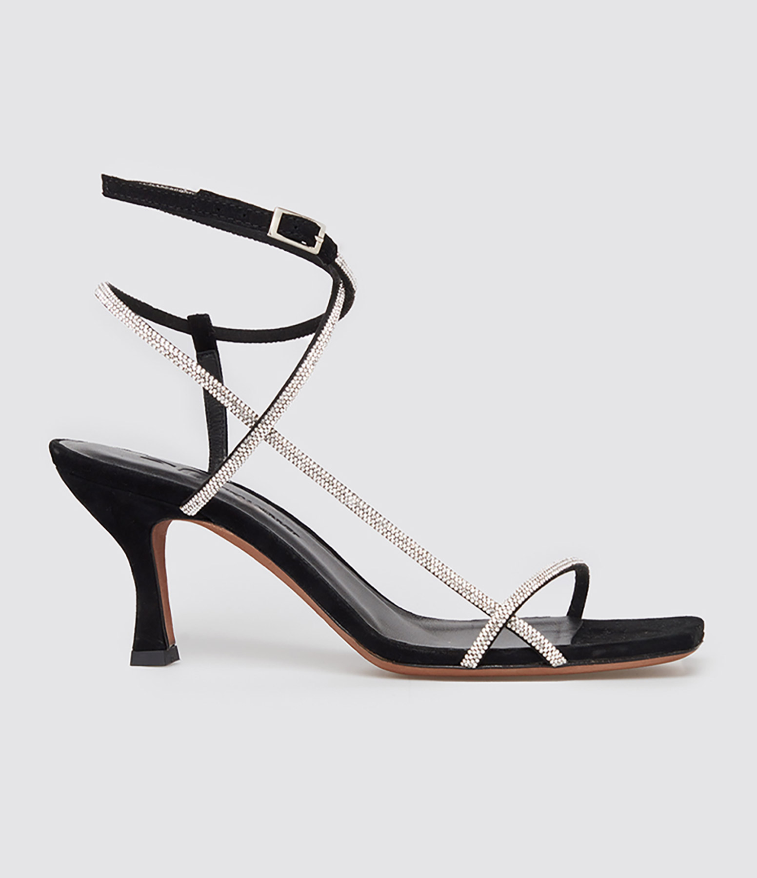 Sandales Sublim Double Strass Noir Argent