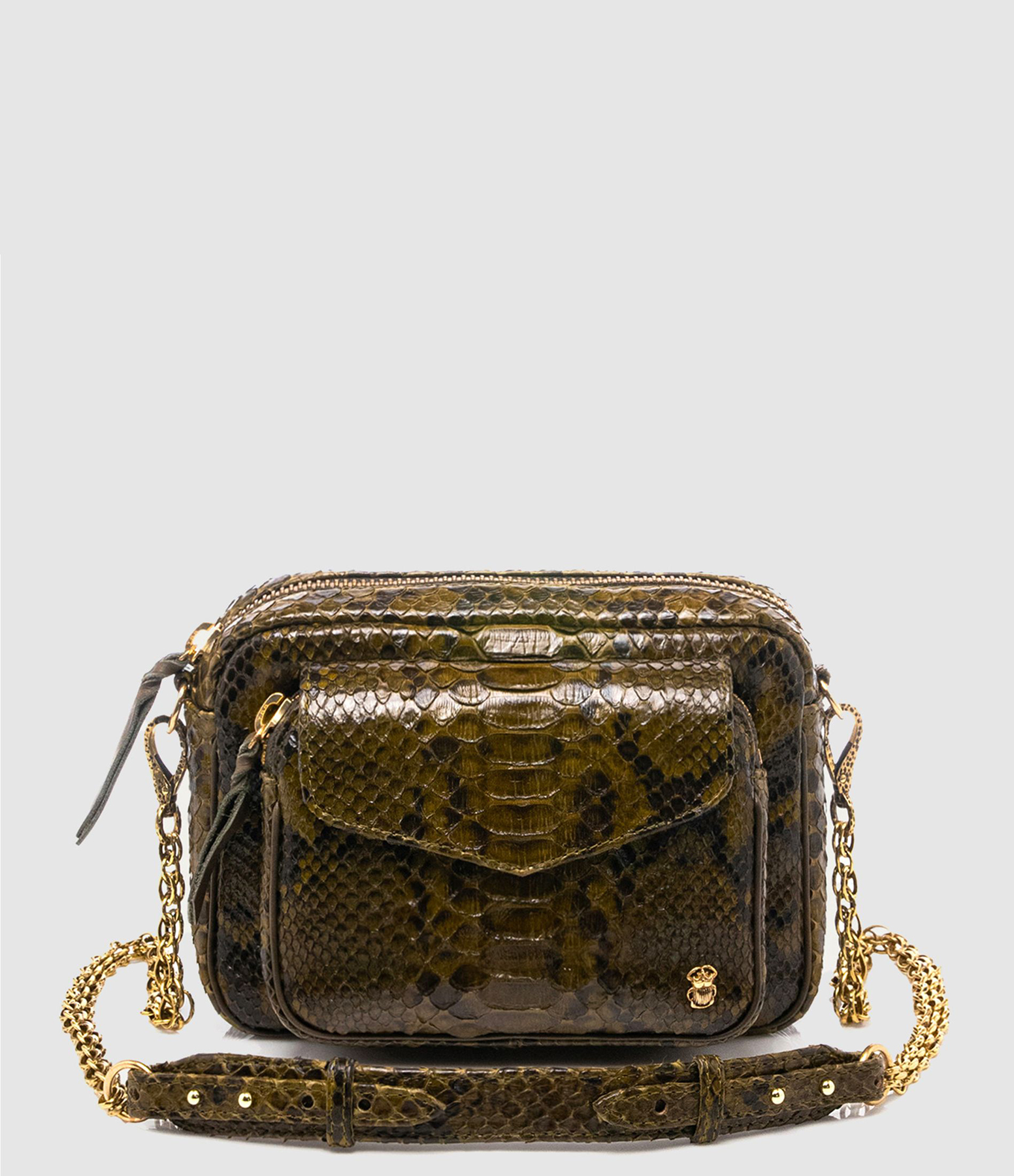 Sac Charly Python Kaki Foncé