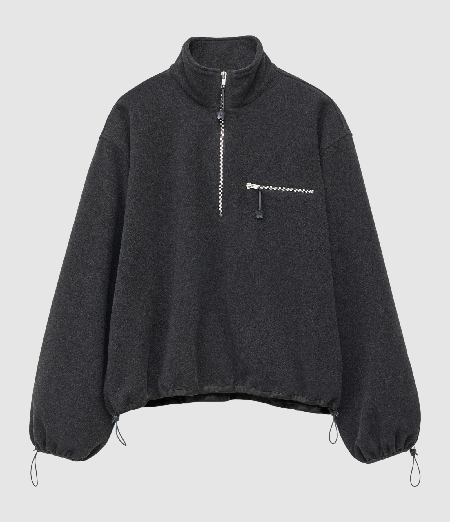 Veste Frederik Half-Zip Wool Felt Charcoal Grey