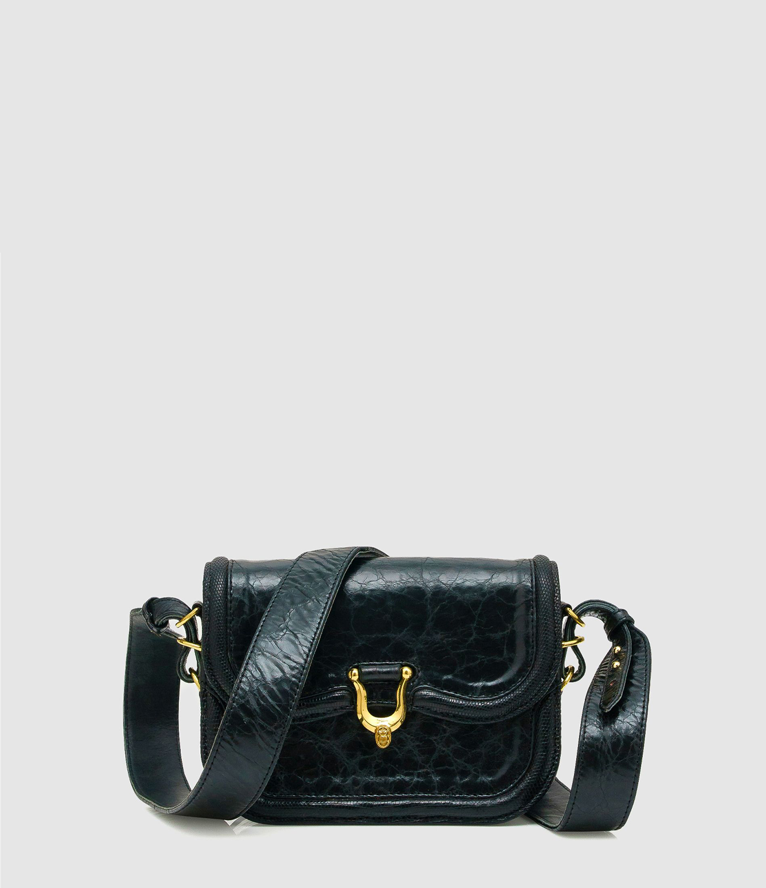 Sac Mini Manon Cuir Noir Vernis Vintage